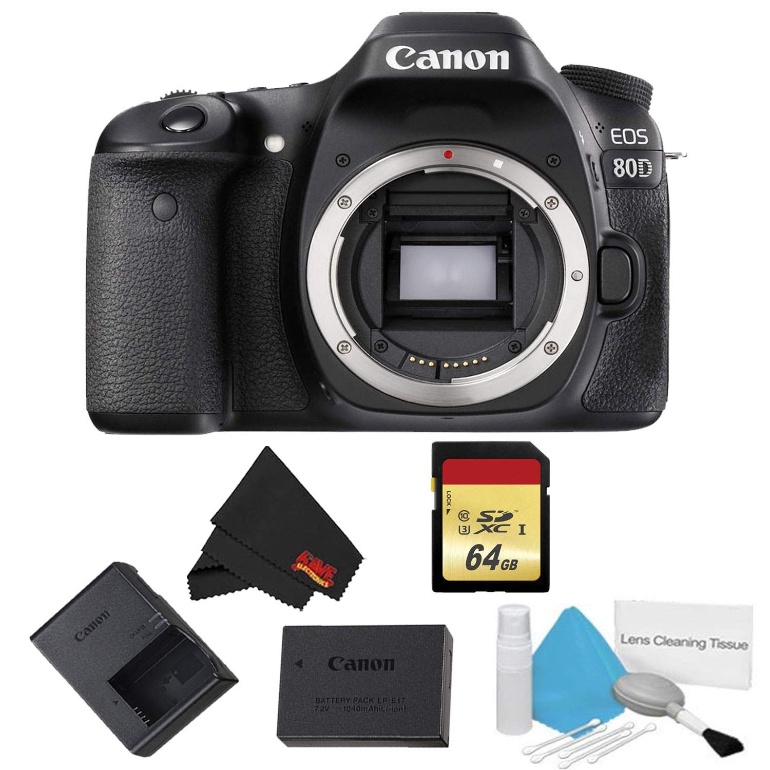 Canon EOS 80D DSLR Camera Body Only Basic Bundle (International Model)