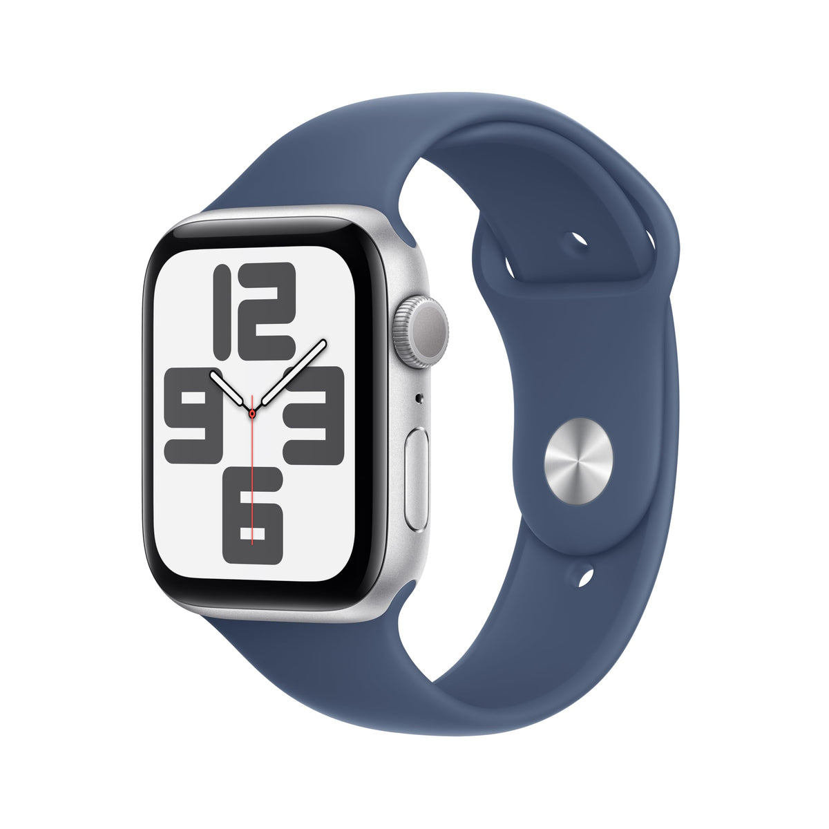Apple Watch SE 2nd Gen GPS 44mm Smartwatch with Silver Aluminium Case with Denim Sport Band M/L. Fitness and Sleep Trackers, Crash Detection, Heart Rate Monitor, Retina Display - Reconditioned
