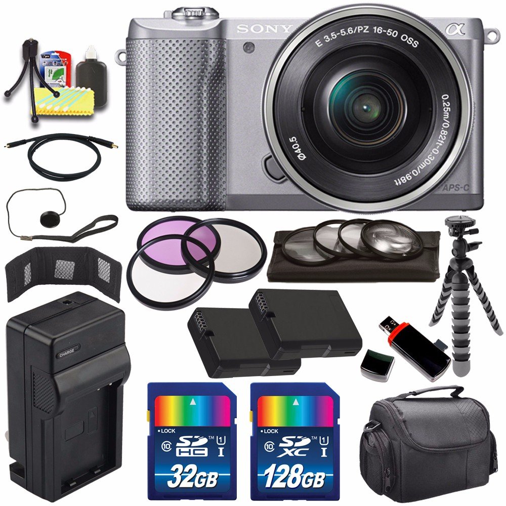 Sony Alpha a5000 Mirrorless Digital Camera with 16-50mm Lens (Silver) + Battery + Charger + 160GB Bundle 8 - Internation