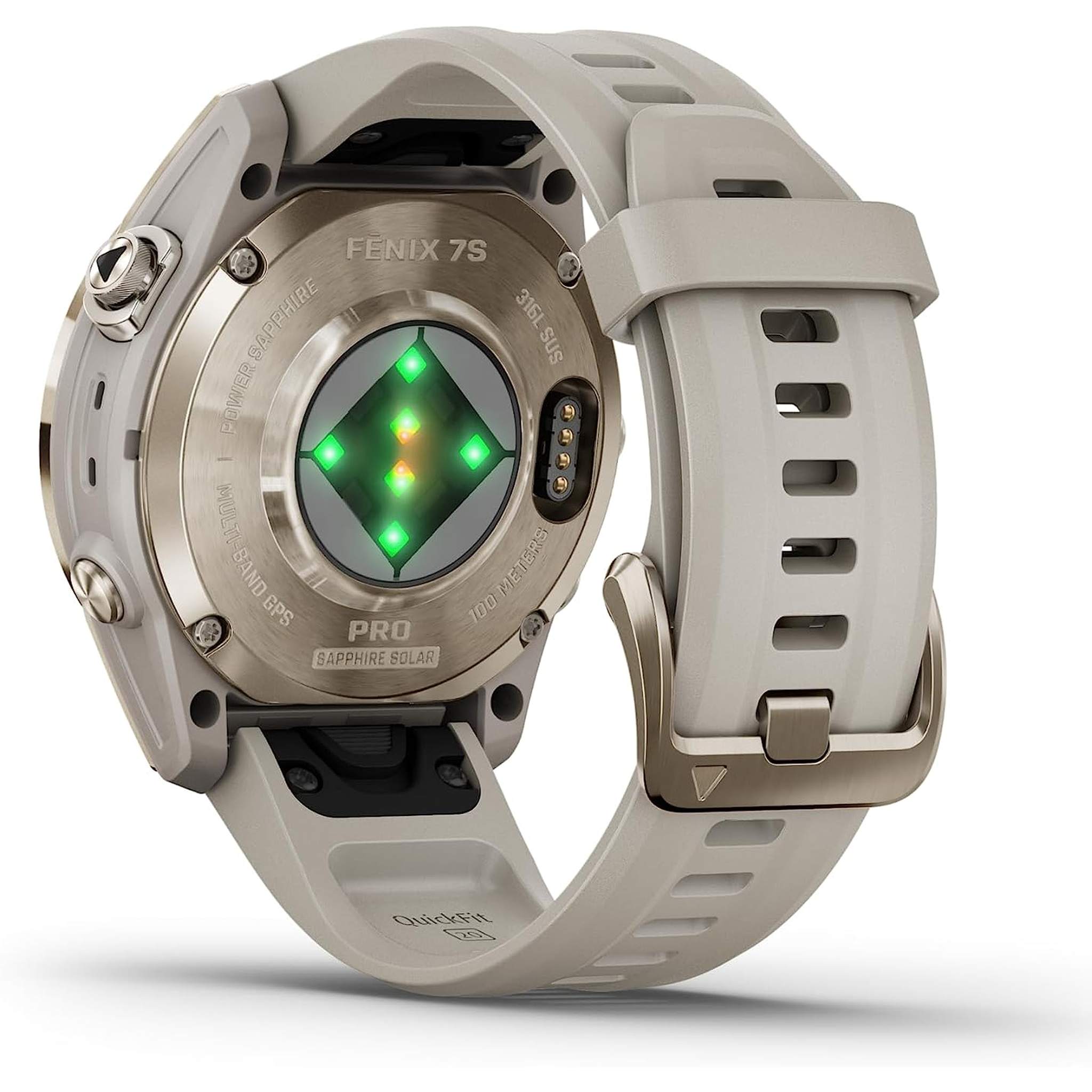 Garmin fenix 7S Pro Solar, Sapphire, Soft Gold Steel Light Sand with Accessories