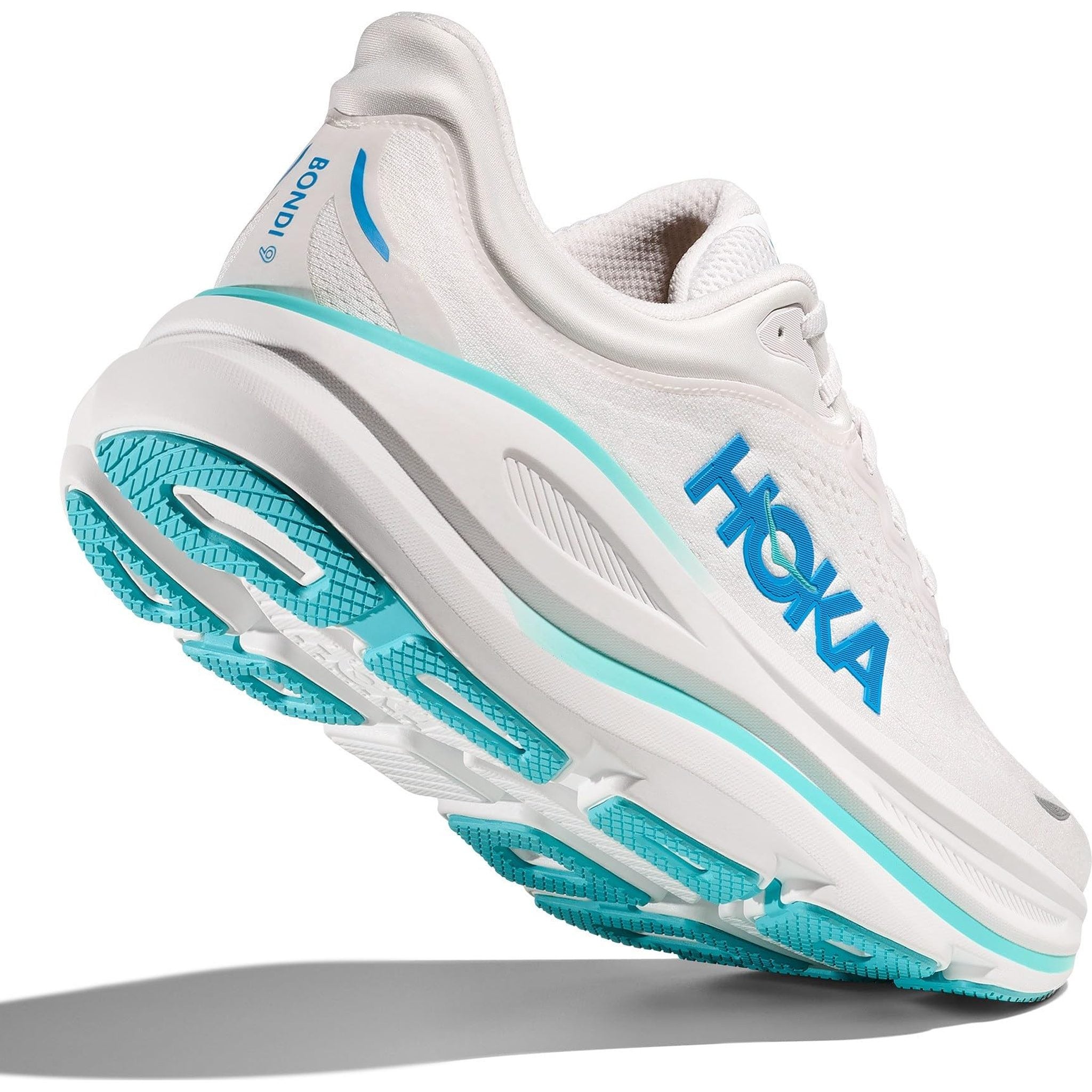 Hoka Men's Bondi 9 Sneaker, White Blue, 10