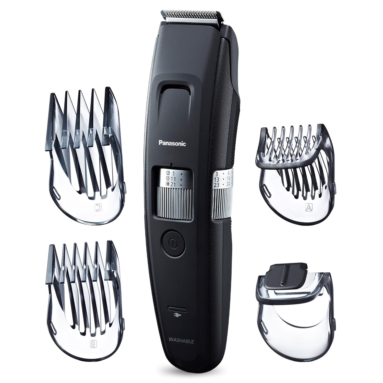 Panasonic Long Beard Trimmer for Men, 58 Length Settings and 4 Attachments for Cutting and Detailing, Cordless or Corded Operation - ER-GB96-K (Black)