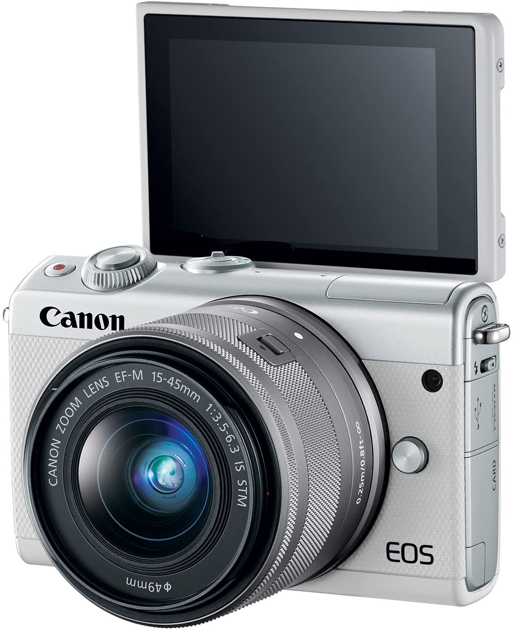 Canon EOS M100 Mirrorless Digital Camera - White with 15-45mm Lens International Model