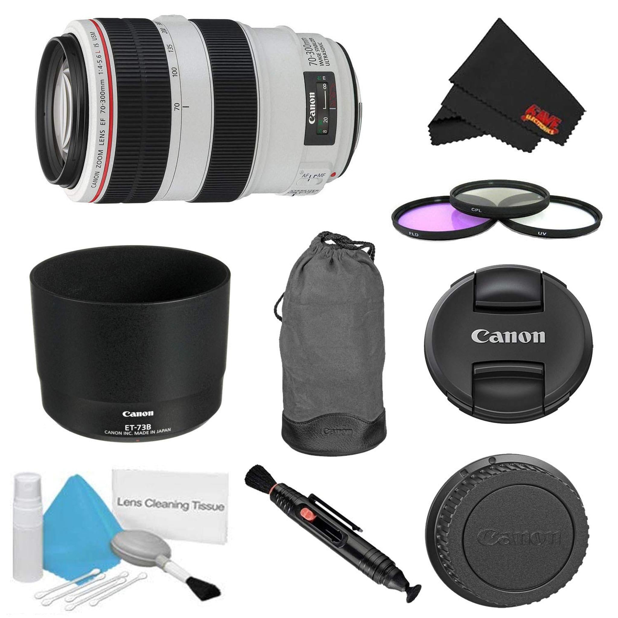 Canon EF 70-300mm f/4-5.6L is USM Lens Bundle w/ 3 Piece Filter Kit International Model - Used Canon