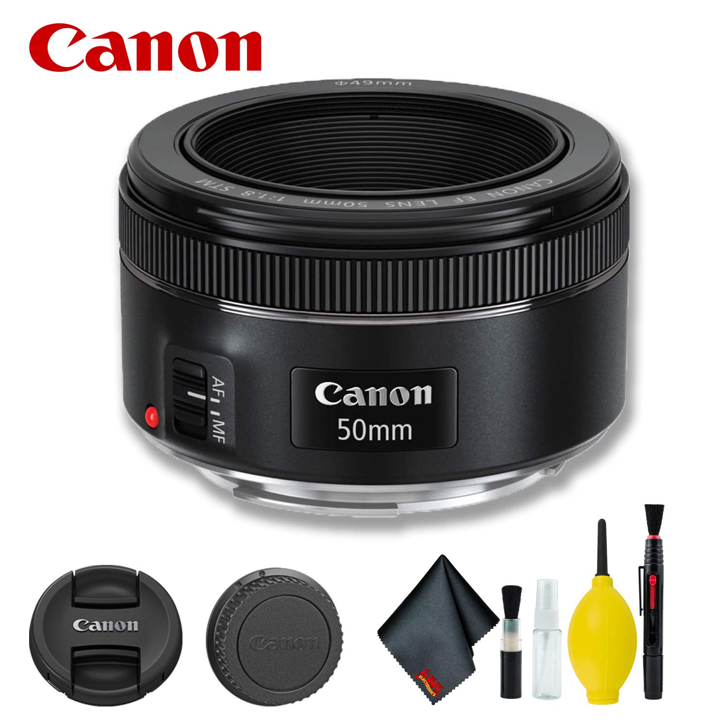 Canon EF 50mm f/1.8 STM Lens (International Model) Basic Bundle