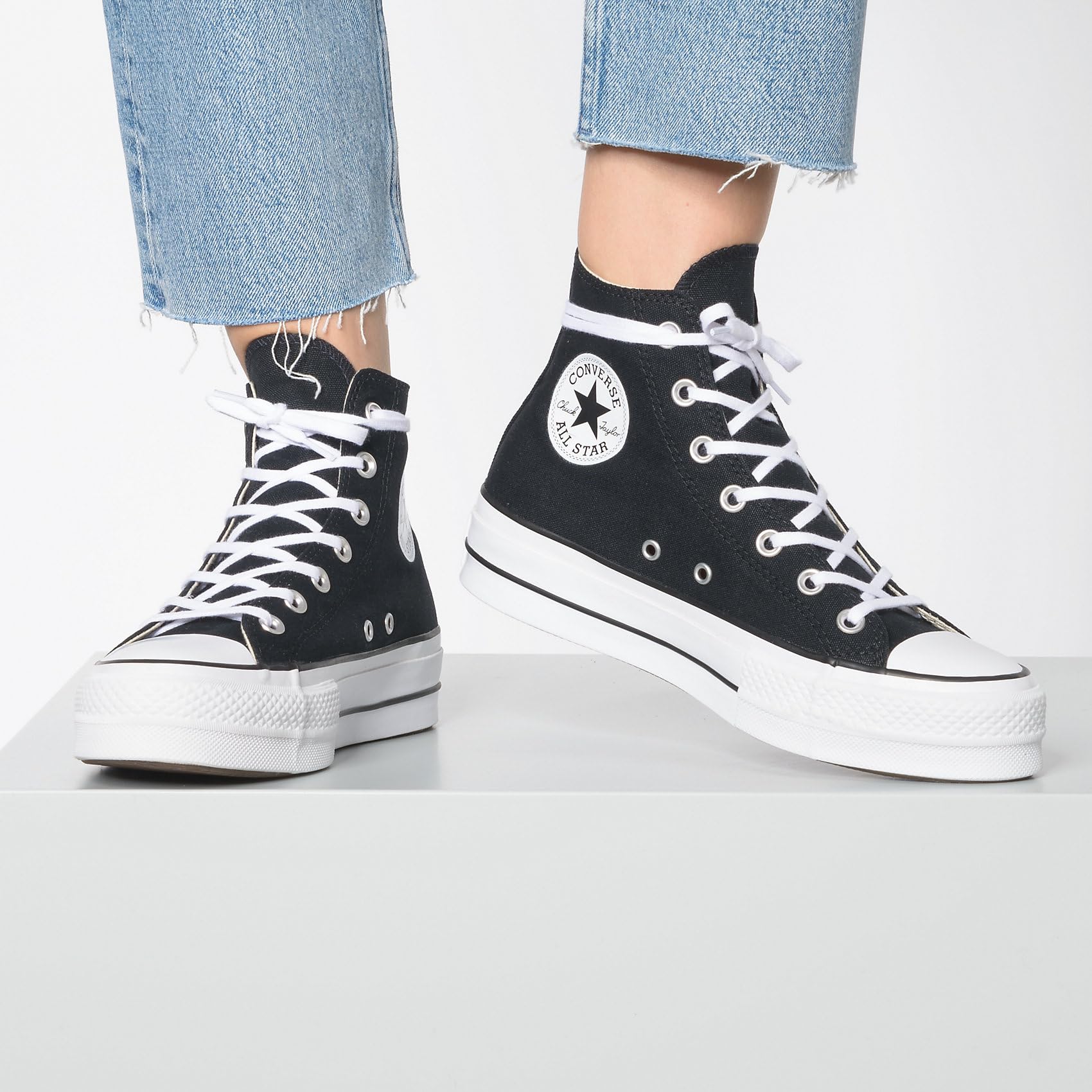 Converse CTAS Lift HI Sneaker, Black/White/White, 6 M US