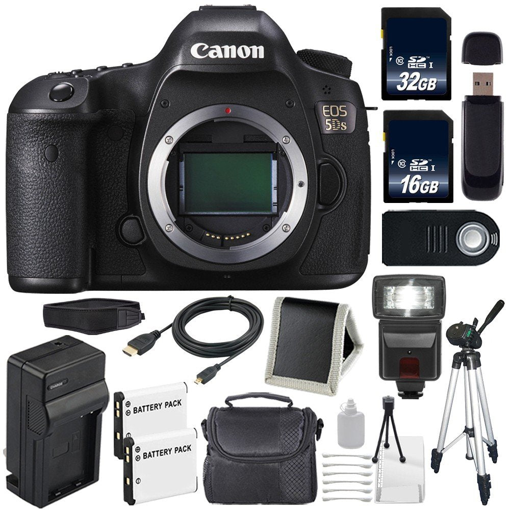 Canon EOS 5DS DSLR Camera (International Model) 0581C002 + LP-E6 Battery + 32GB Card + 16GB Card Outdoor Bundle