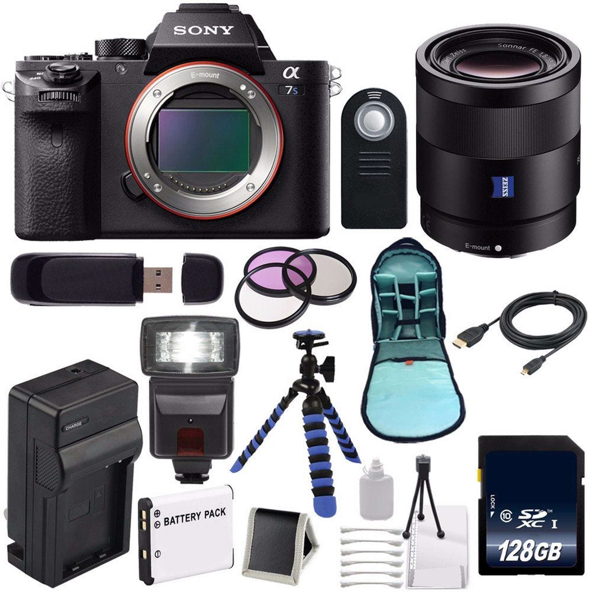 Sony Alpha a7S II a7S Mark II a7SII ILCE7SM2/B Mirrorless Digital Camera International Model + Sony Sonnar T FE 55mm Lens Graphic Bundle