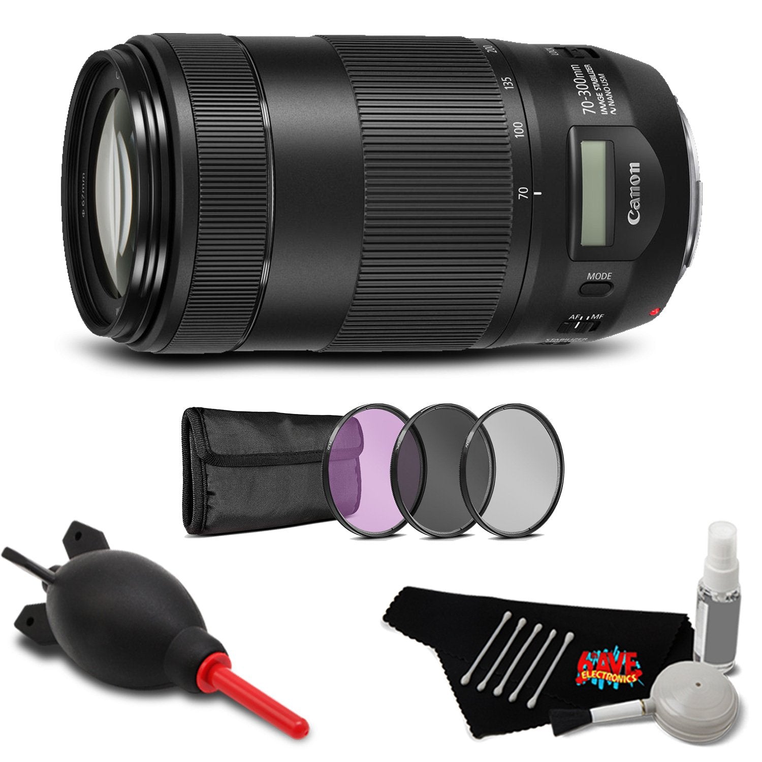 Canon EF 70-300mm f/4-5.6 is II USM Lens Accessory Bundle International Model
