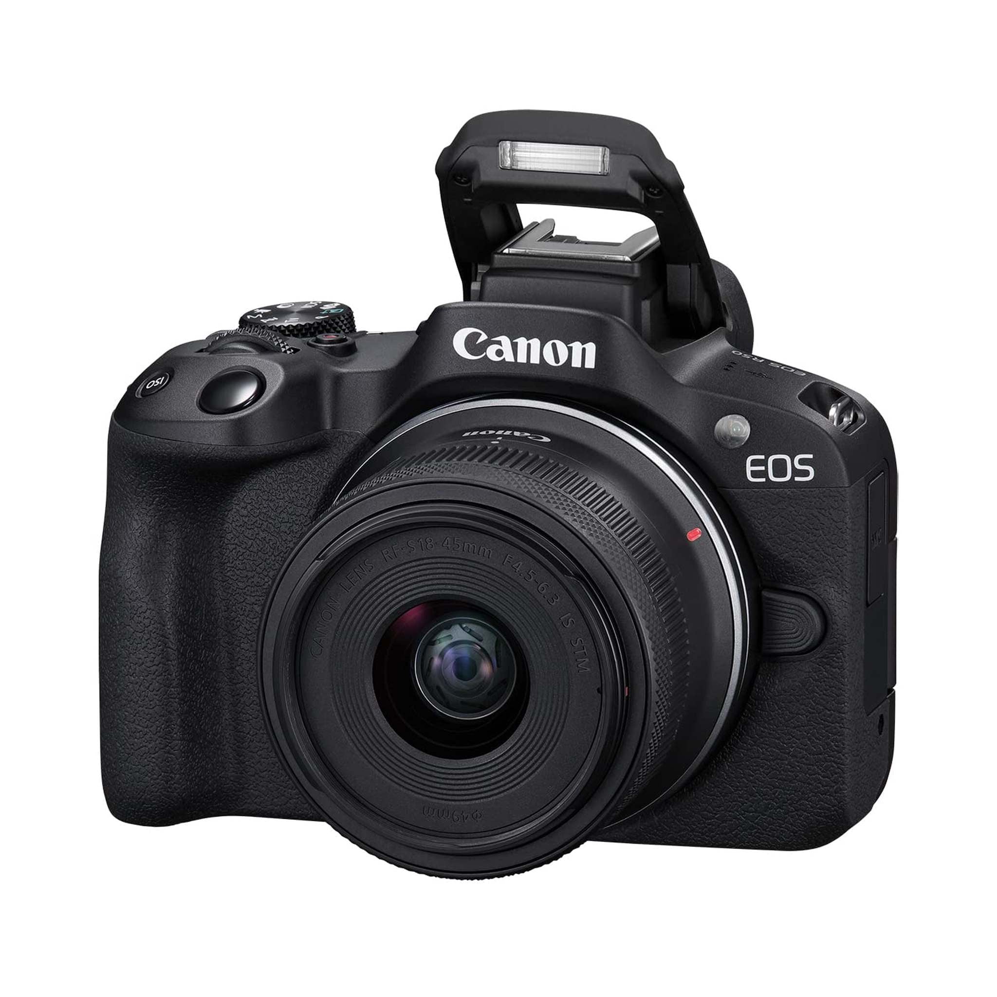 Canon EOS R50 Mirrorless Vlogging Camera Black w/RF-S18-45mm F4.5-6.3 is STM Lens, 24.2 MP, 4K Video, Subject Detection & Tracking, Compact, Smartphone Connection, Content Creator - Reconditioned Canon