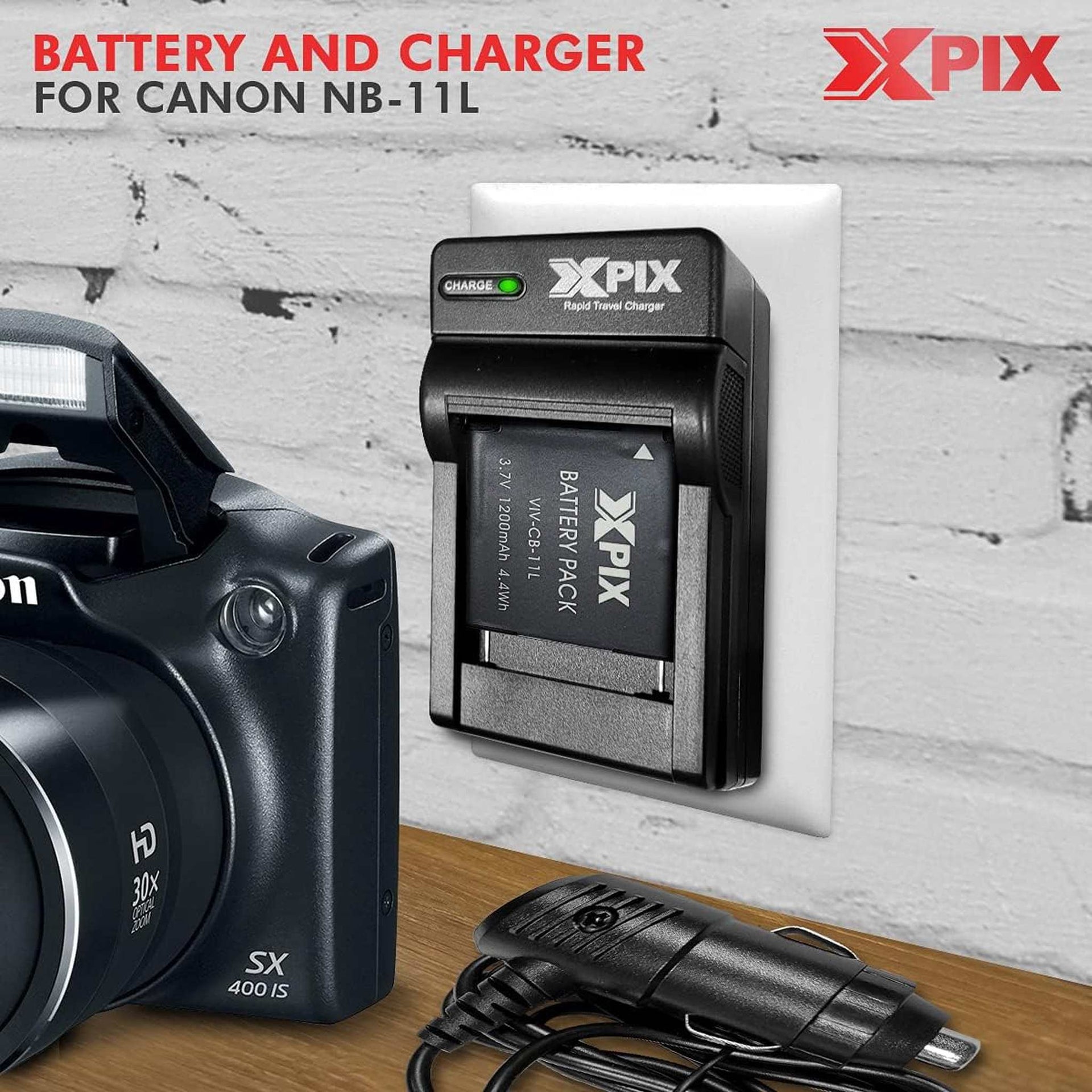 XPIX NB-11L Battery and Charger Set, with Replacement Battery and Charger Compatible with DSLR Cameras Perfect for Photographers on the Go