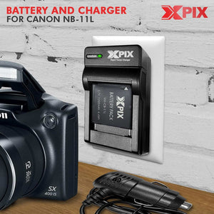 XPIX NB-11L Battery and Charger Set, with Replacement Battery and Charger Compatible with DSLR Cameras Perfect for Photographers on the Go