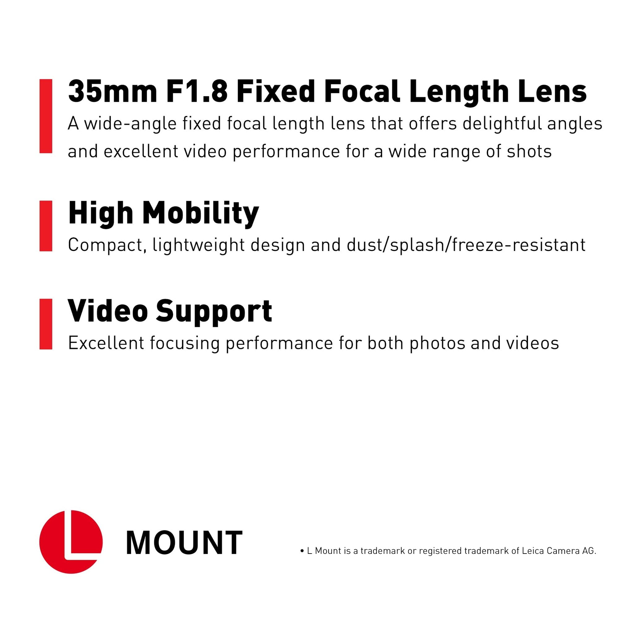 Panasonic LUMIX S Series Camera Lens, 35mm F1.8 L-Mount Interchangeable Lens S-S35 - Reconditioned Panasonic