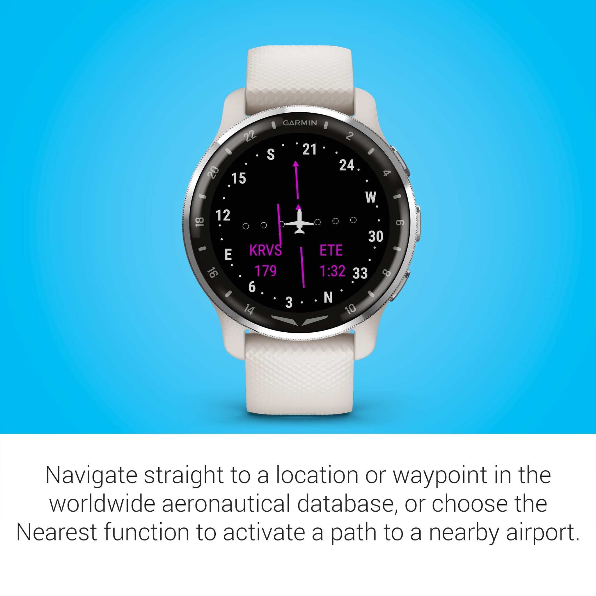 Garmin D2™ Air X10, Touchscreen Aviator Smartwatch with GPS, Aviation Weather, Call and Text, Health and Wellness Features and More, Ivory Garmin