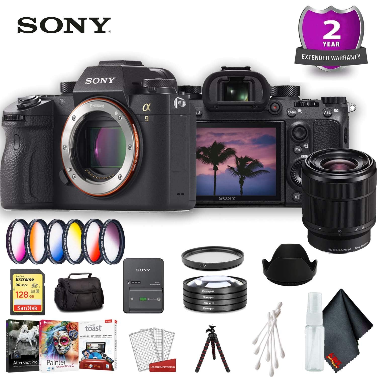 Sony Alpha a9 Mirrorless Digital Camera (Body Only) (International Model) Standard Accessory Bundle w/ 28-77mm Lens