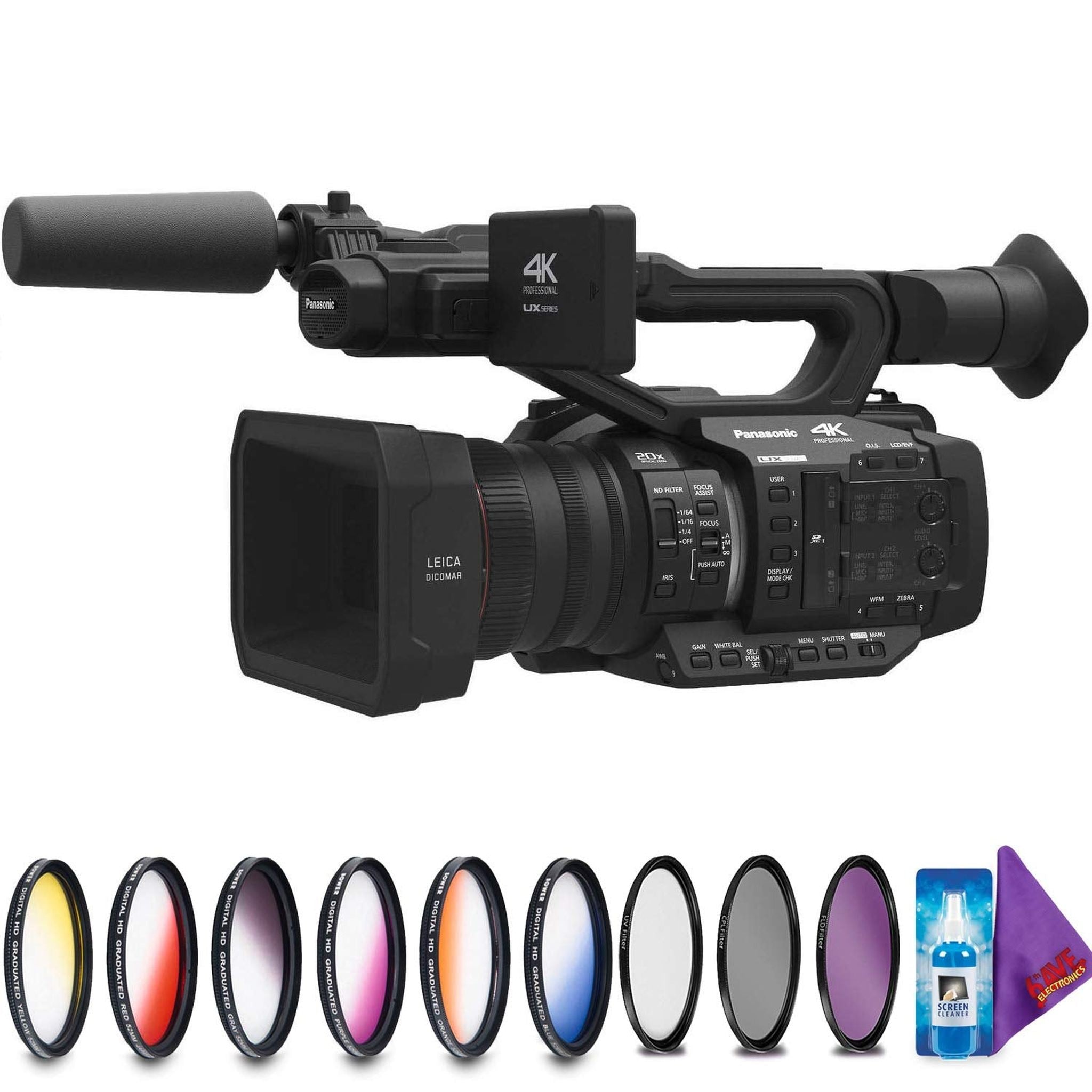 Panasonic AG-UX180 4K Premium Professional Camcorder + Creative Filter Kit Certified Refurbished - Reconditioned Panasonic