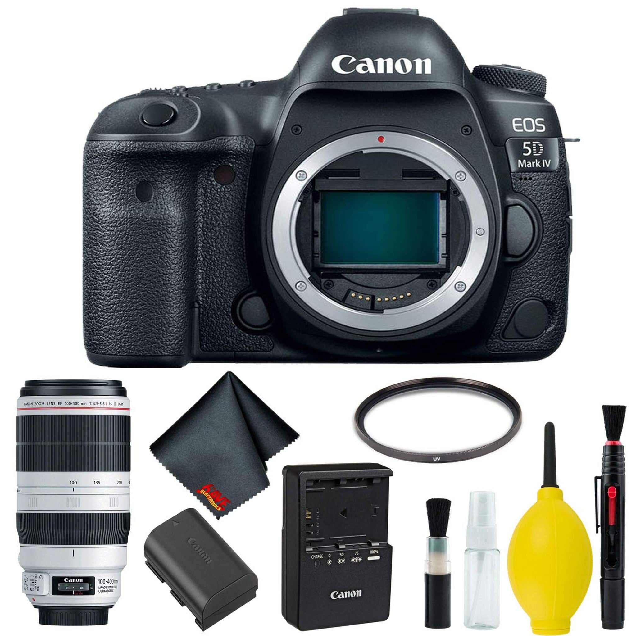 Canon EOS 5D Mark IV DSLR Camera Body Only Basic Kit International Model w/Canon EF 100-400mm f/4.5-5.6L is II USM Len
