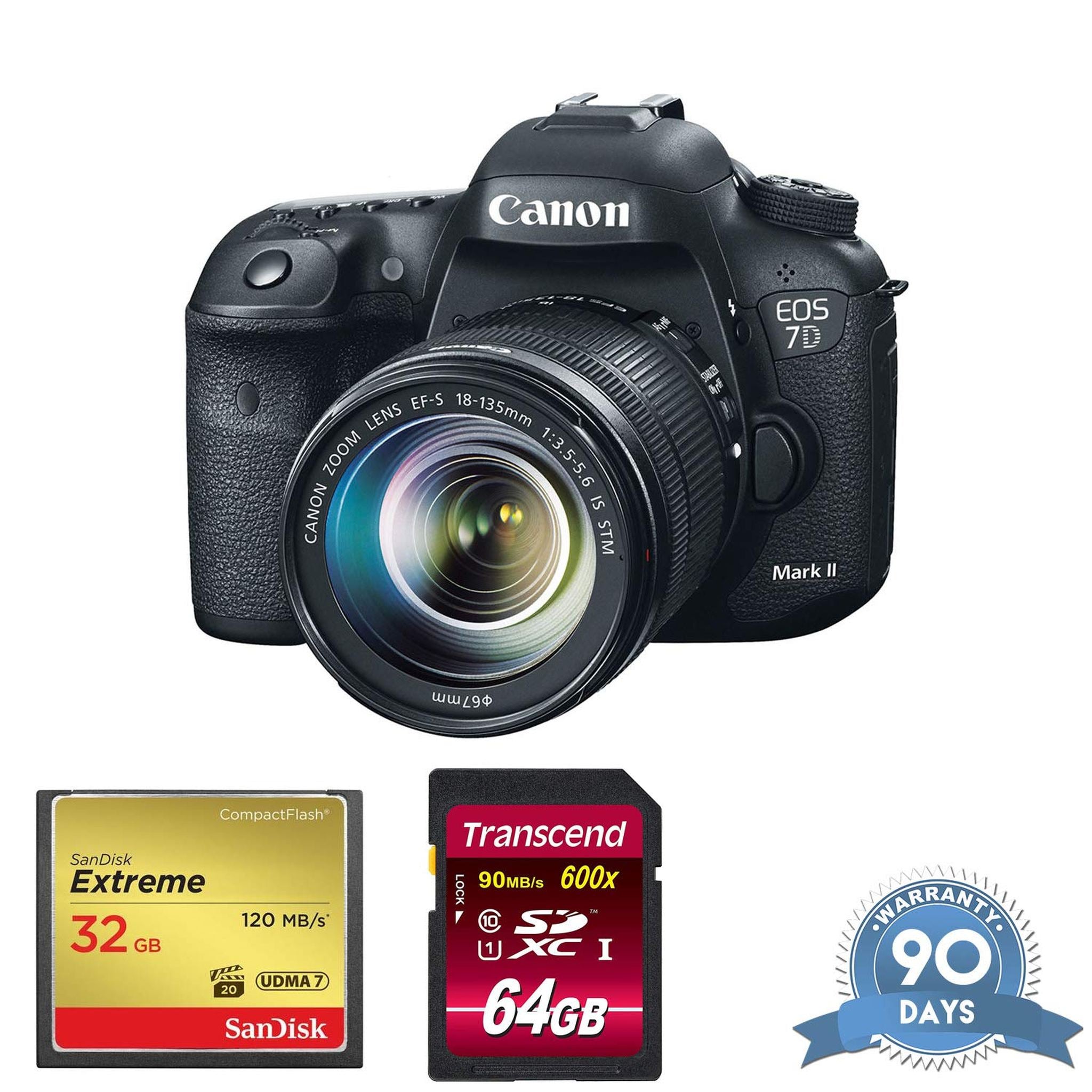 Canon EOS 7D Mark II DSLR Camera with 18-135mm f/3.5-5.6 is USM Lens & W-E1 Wi-Fi Adapter with Memory Card - Renewed - Reconditioned Canon