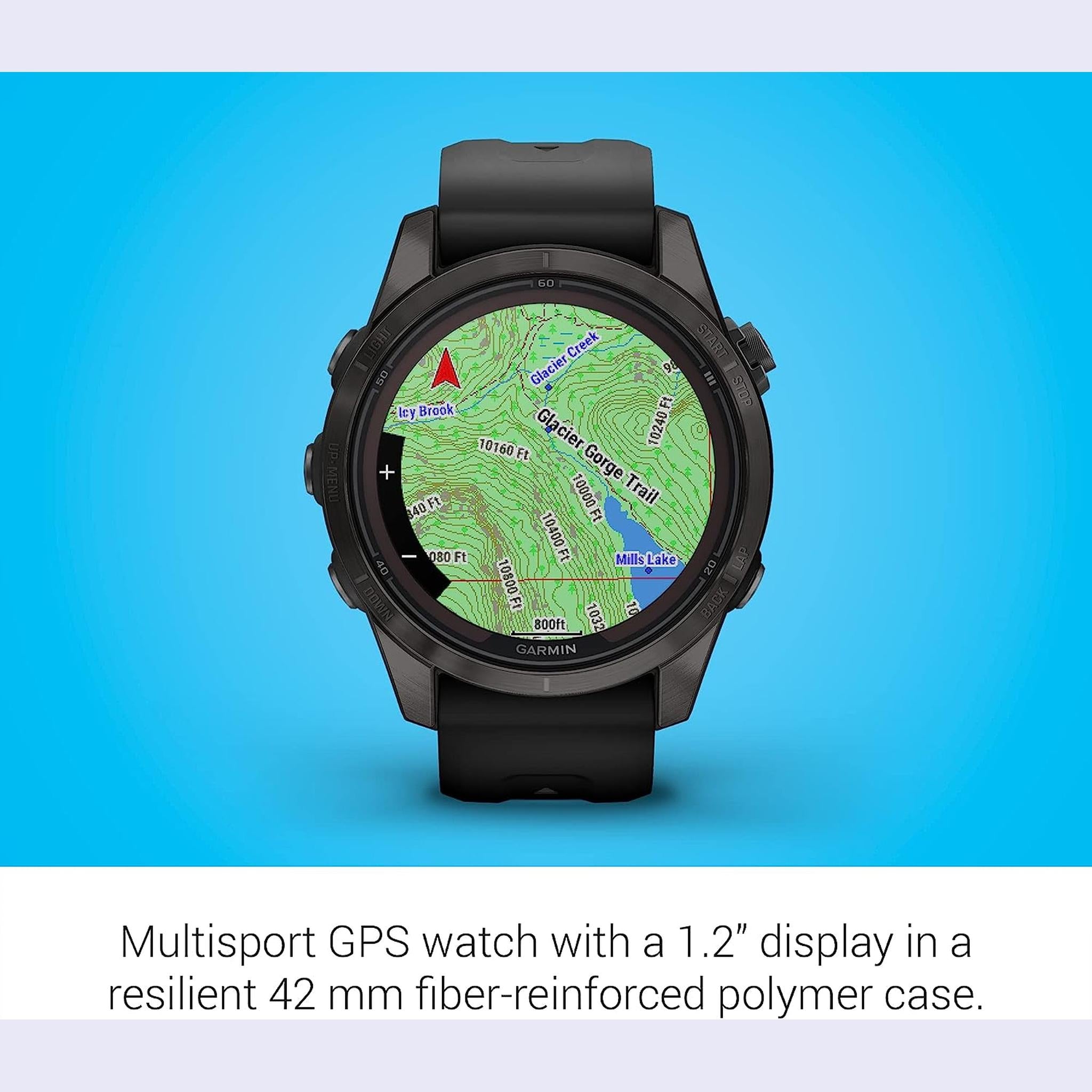 Garmin fenix 7S Pro Solar, Sapphire, Carbon Gray Titanium Black with Accessories