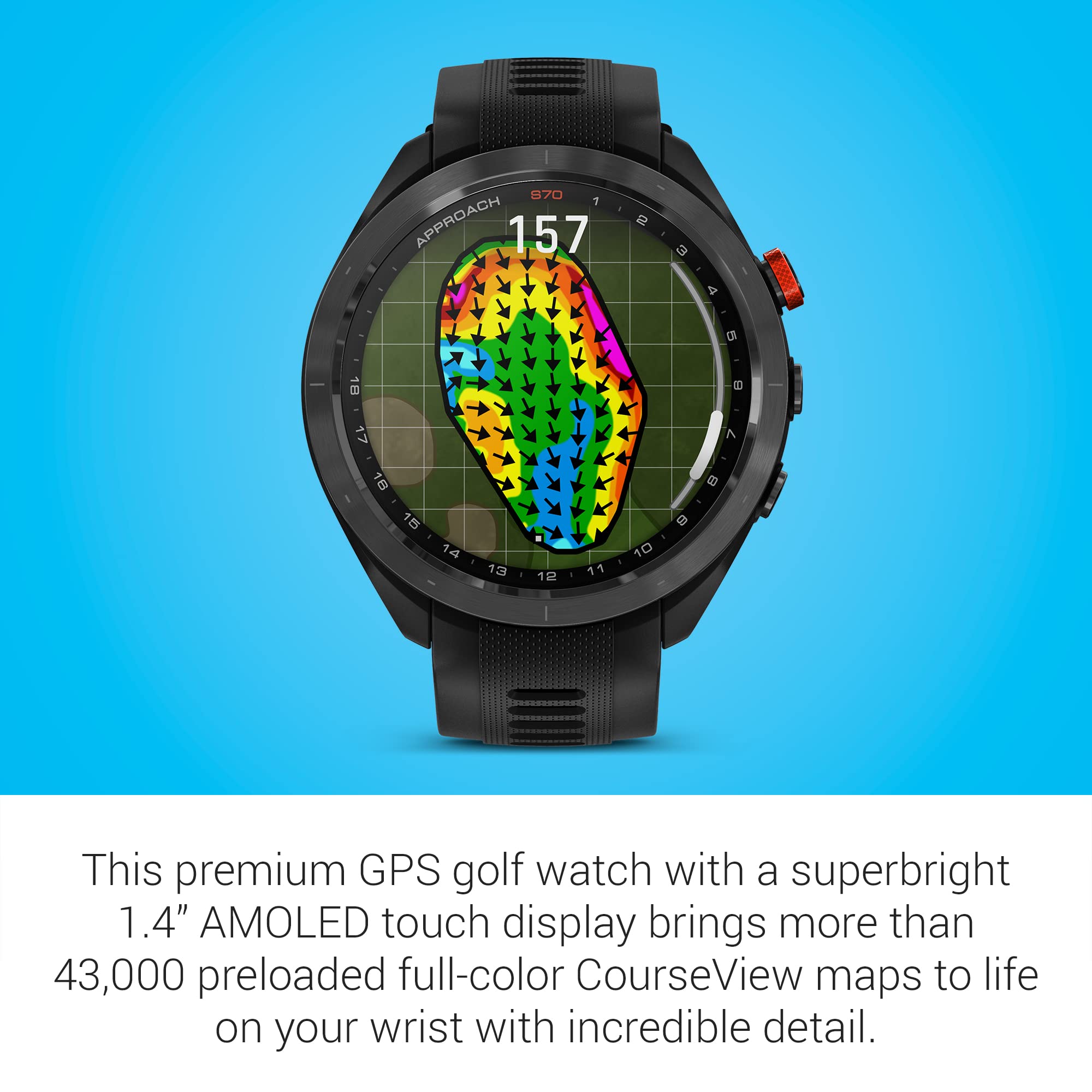 Garmin Approach S70, 47mm, Premium GPS Golf Watch, Black