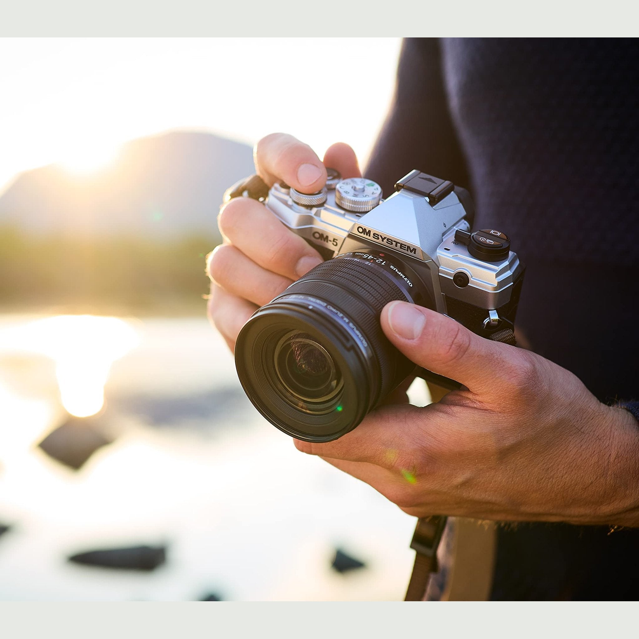 OM System OM-5 Silver Micro Four Thirds System Camera M.Zuiko Digital ED 12-45mm F4.0 PRO kit Outdoor Camera Weather Sealed Design 5-Axis Image Stabilization 50MP Handheld High Res Shot