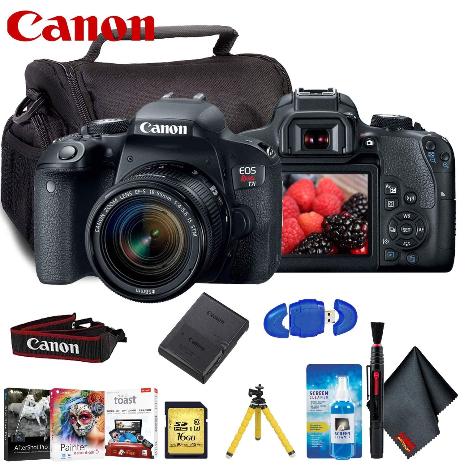 Canon EOS Rebel T7i DSLR Camera Accessory Kit - Includes - 18-55mm Lens + Software + More!