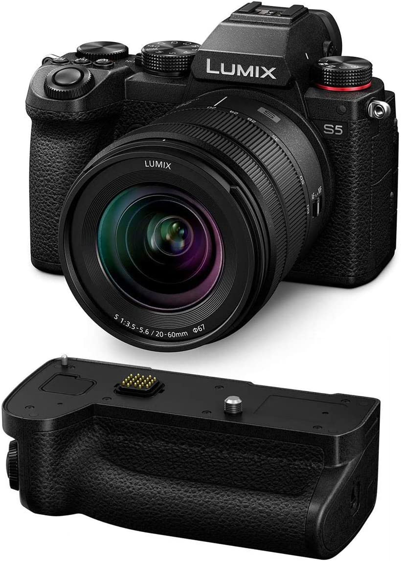Panasonic Lumix DC-S5 Mirrorless Digital Camera with Lumix S 20-60mm f/3.5-5.6 L-Mount Lens DMW-BGS5 Battery Grip