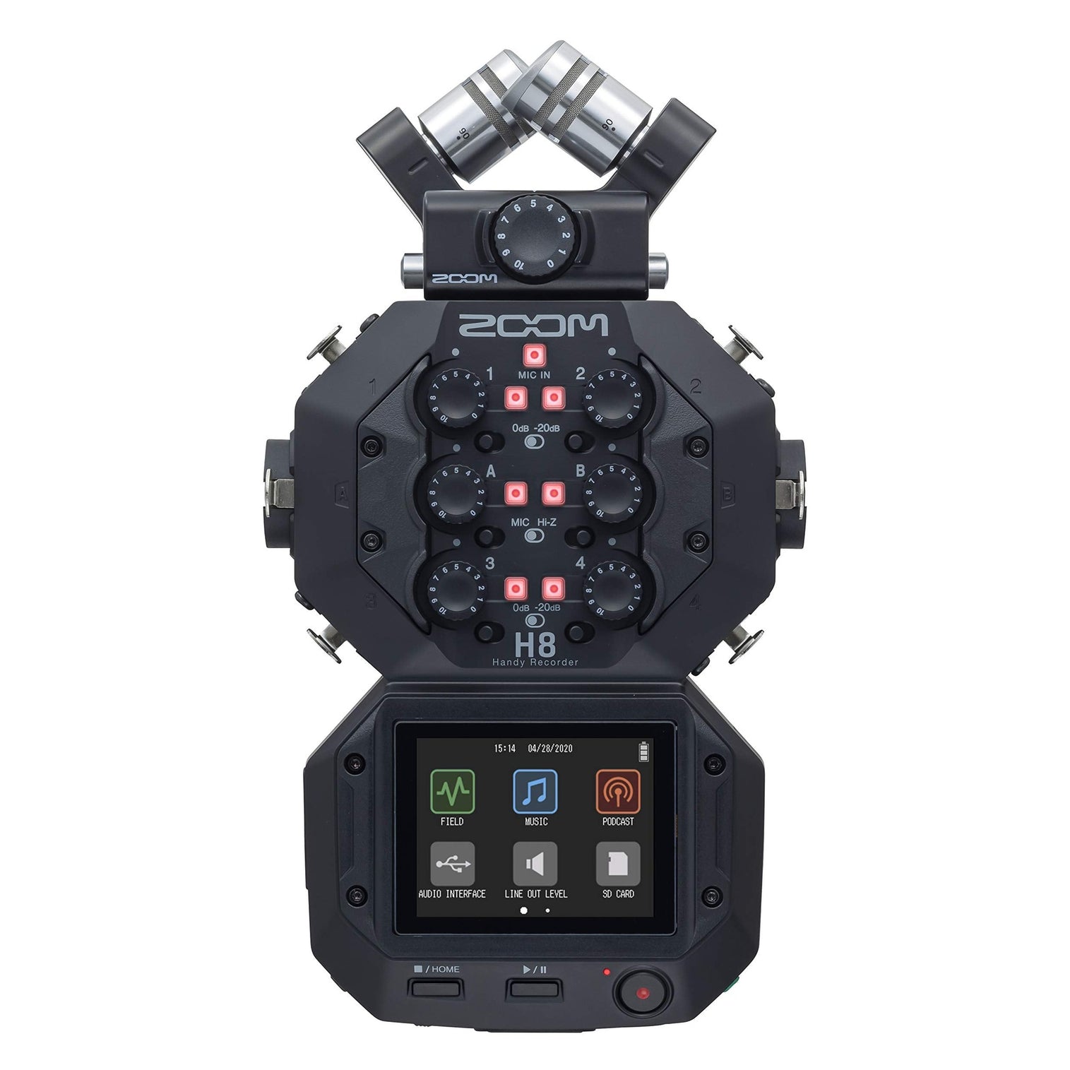 Zoom H8 12-Track Portable Recorder, Stereo Microphones, 6 Inputs, Touchscreen Interface, USB Audio Interface, Battery Powered, for Stereo/Multitrack Audio for Video, Podcasting, and Music