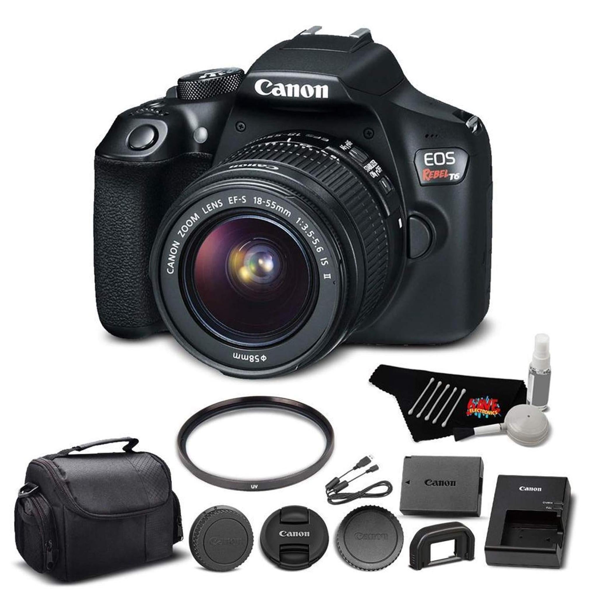 Canon EOS Rebel T6 DSLR Camera Kit with EF-S 18-55mm f/3.5-5.6 is II Lens with UV Filter + Carrying Case - Used Canon