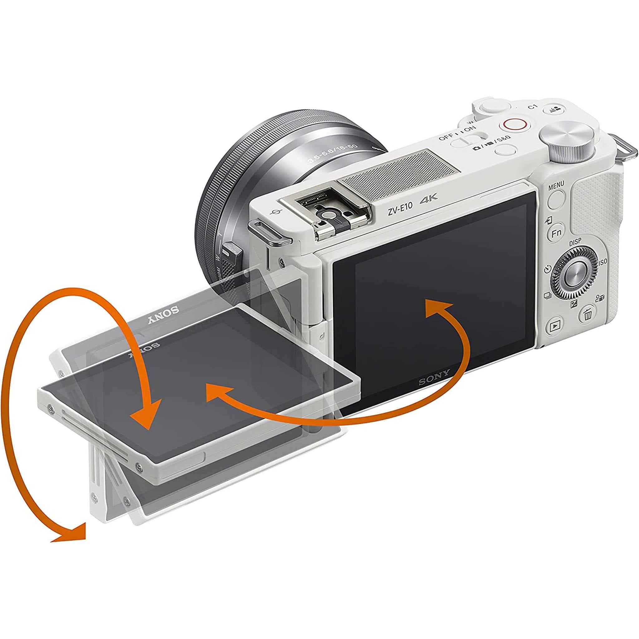 Sony Alpha ZV-E10 - APS-C Interchangeable Lens Mirrorless Vlog Camera - White Sony