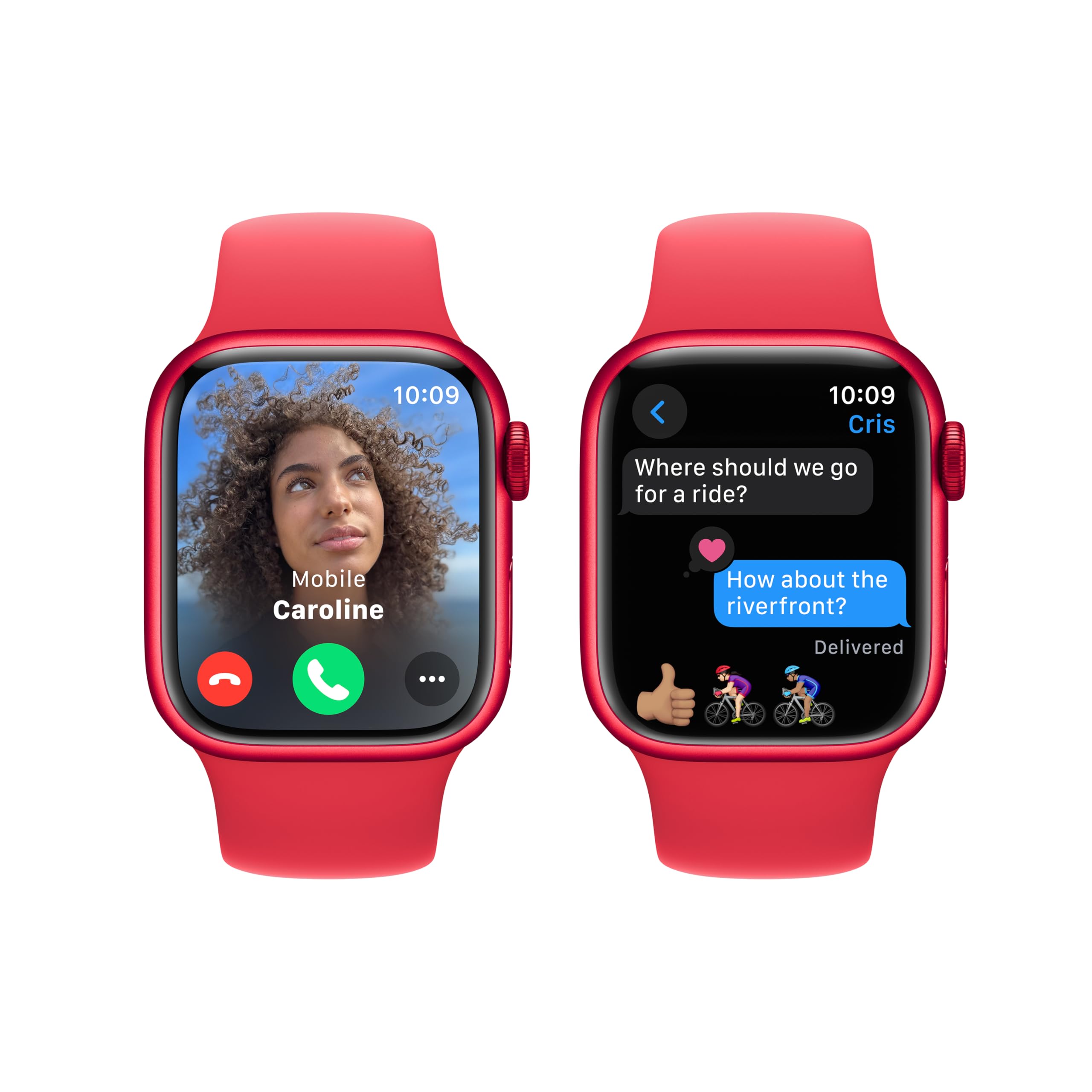 Apple Watch Series 9 [GPS 41mm] Smartwatch with (Product) RED Aluminum Case with (Product) RED Sport Band M/L.