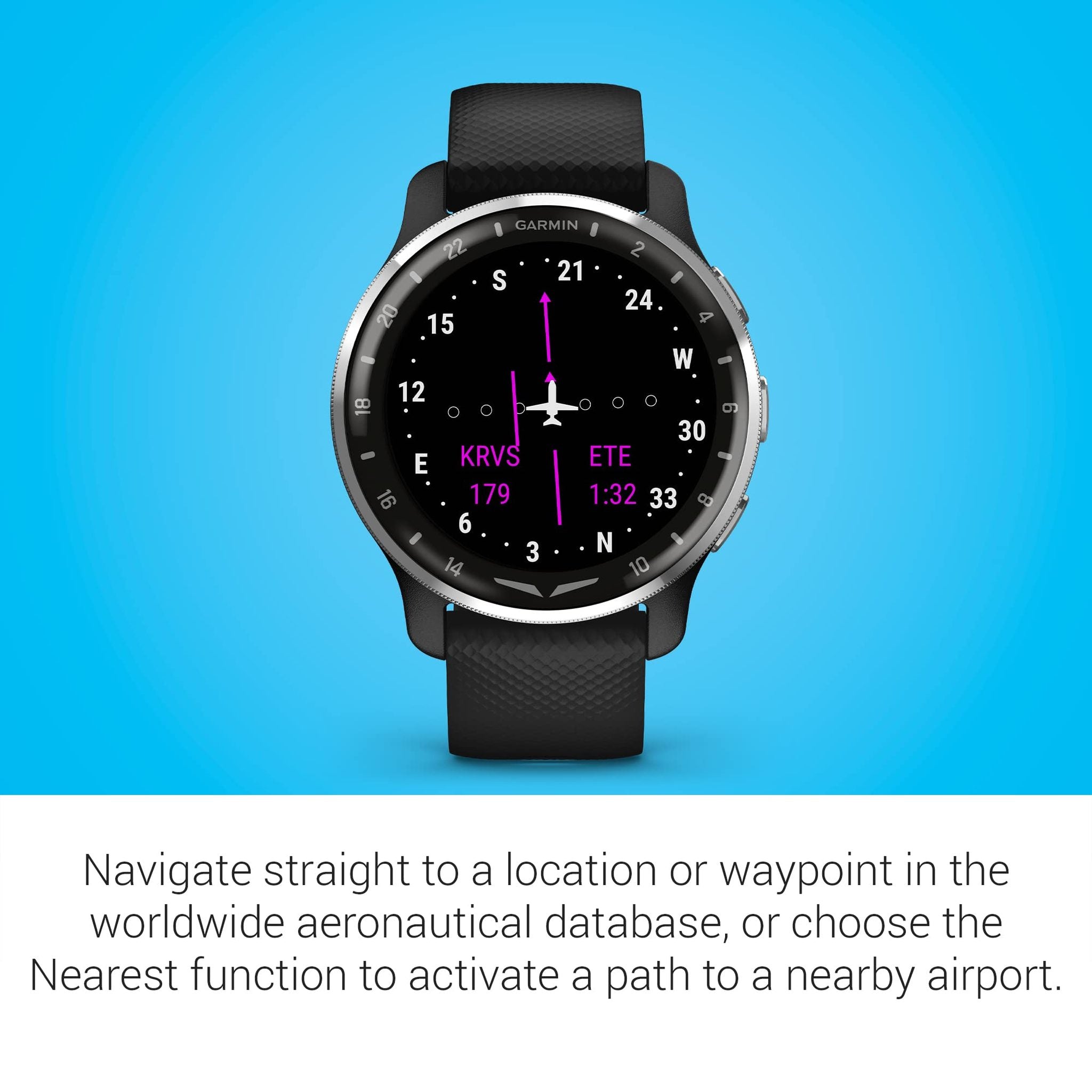 Garmin D2™ Air X10, Touchscreen Aviator Smartwatch with GPS, Aviation Weather, Call and Text, Health and Wellness Features and More, Black Garmin