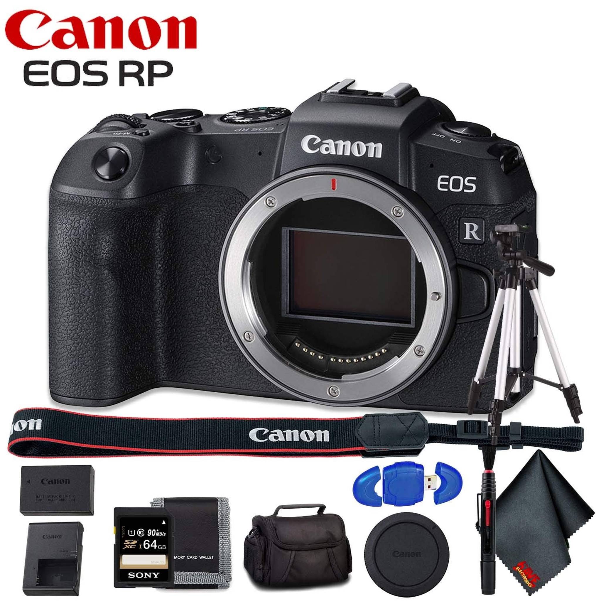 Canon EOS RP Mirrorless Digital Camera Body Only - Includes - Cleaning Kit, Memory Card Kit, Carrying Case Bundle Canon