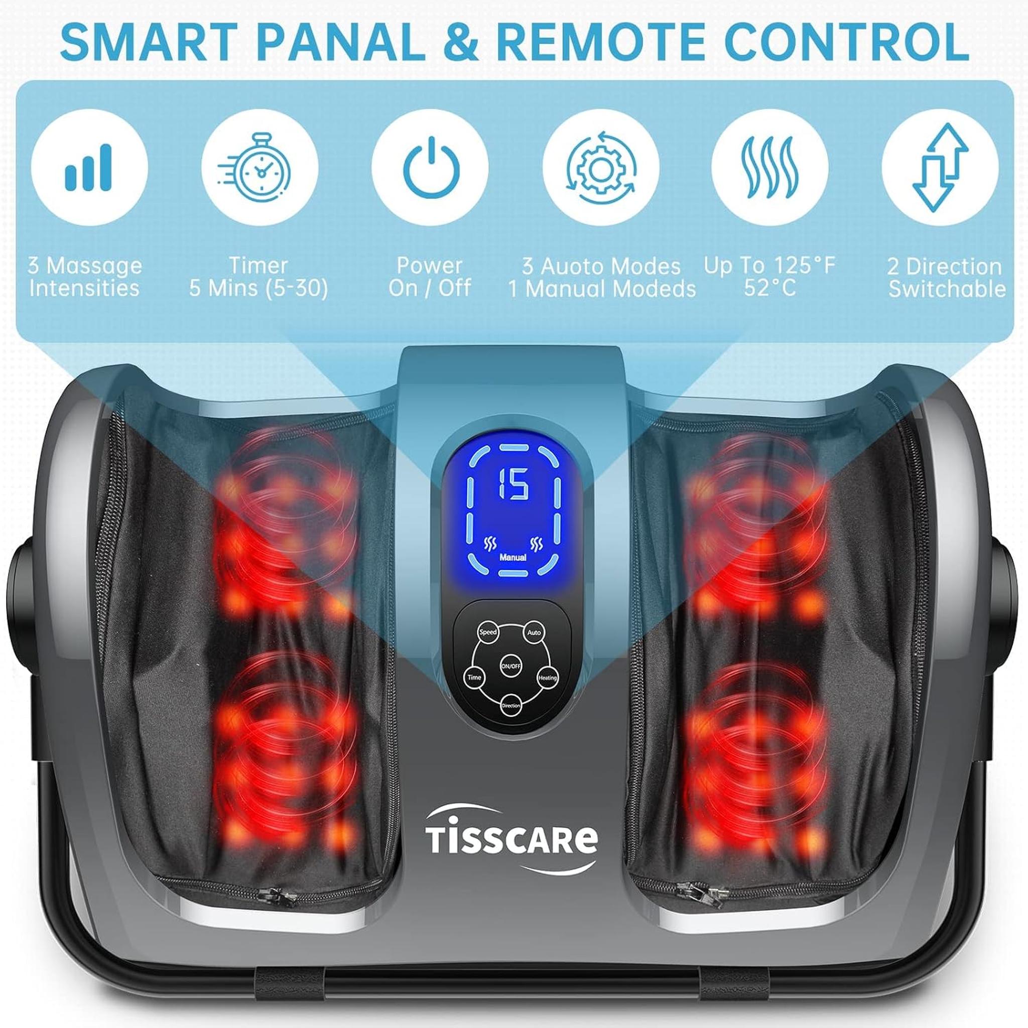 TISSCARE Foot Massager - Shiatsu Foot Massager with Heat for Neuropathy and Plantar Fasciitis - Feet Massager for Circulation and Pain Relief TISSCARE
