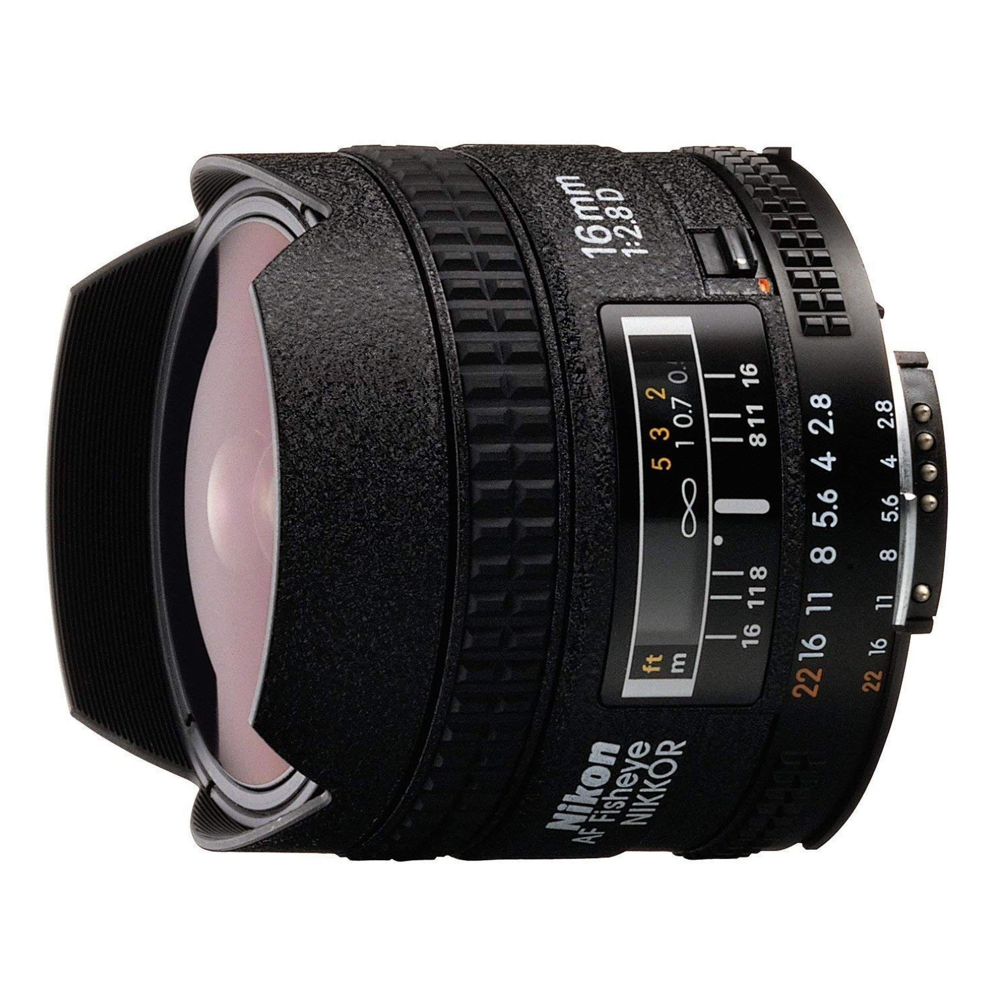 Nikon AF FX Fisheye-NIKKOR 16mm f/2.8D Fixed Lens with Auto Focus for Nikon DSLR Cameras Renewed - Reconditioned Nikon