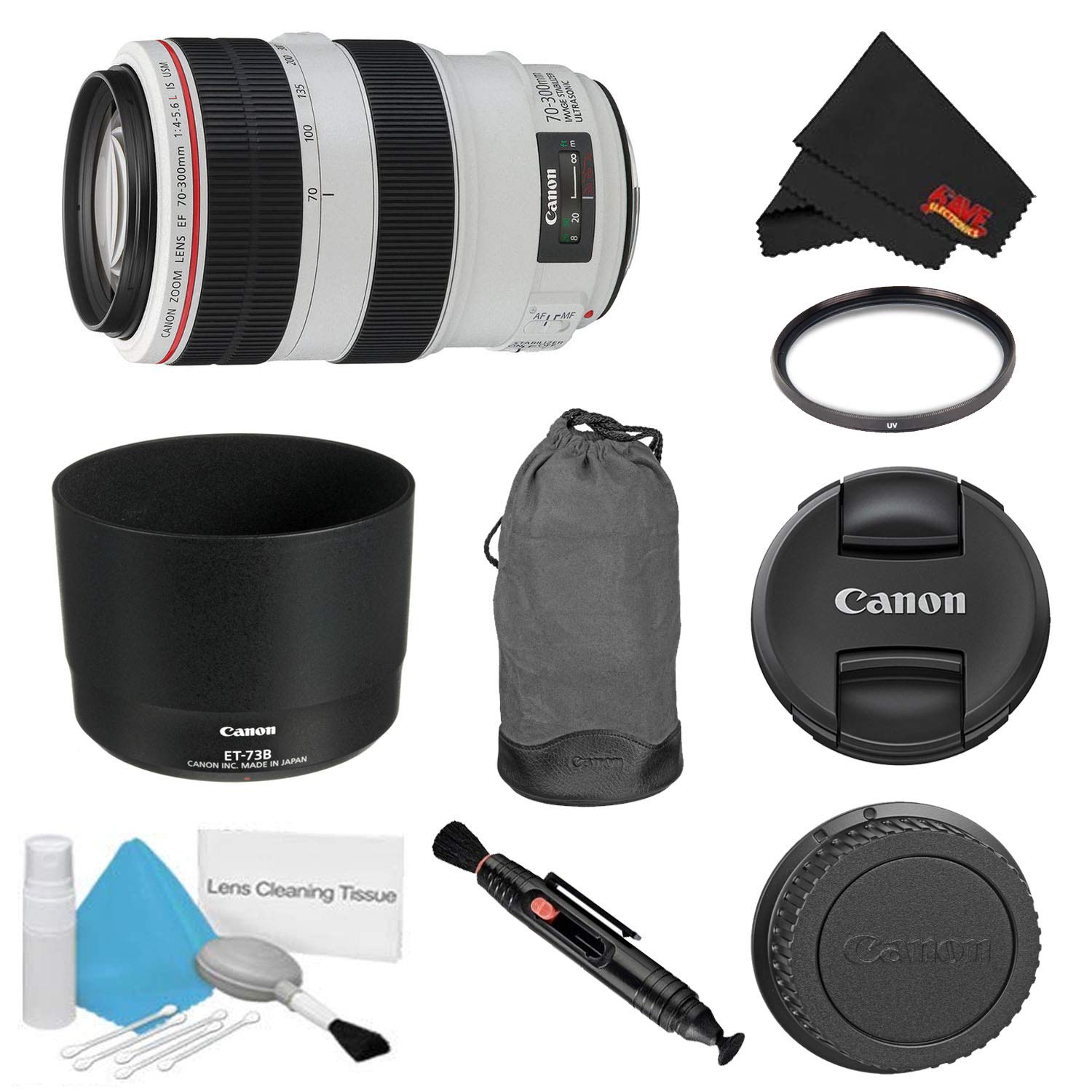 Canon EF 70-300mm f/4-5.6L is USM Lens Bundle w/UV Filter (International Model)