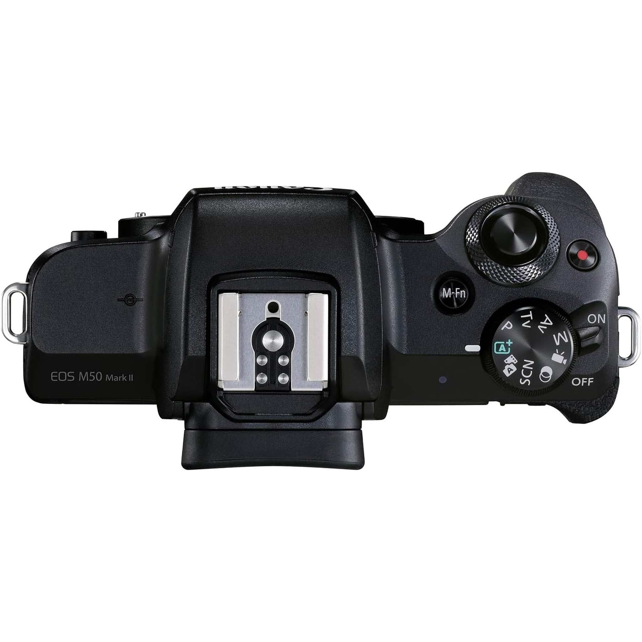 Canon EOS M50 Mark II + EF-M 15-45mm is STM Kit Black - Reconditioned Canon