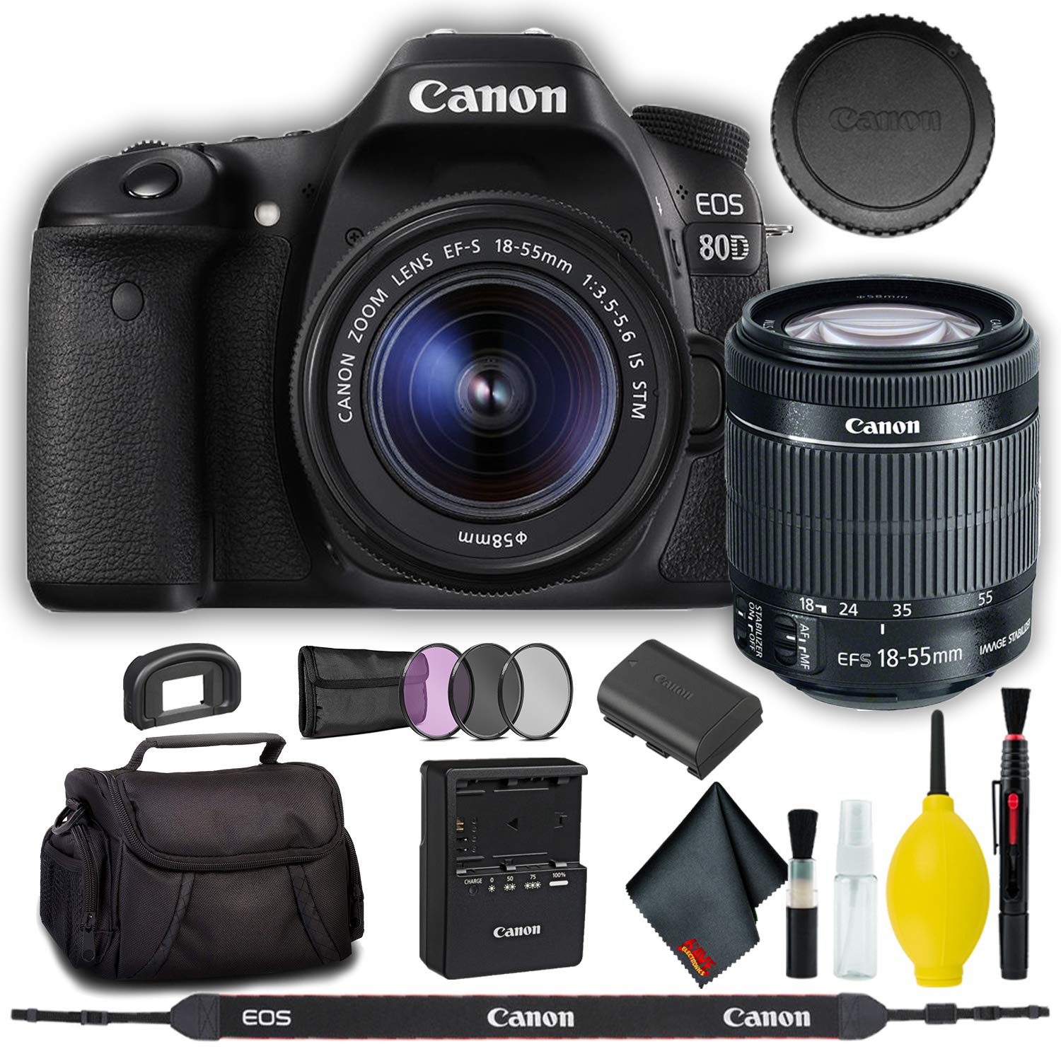 Canon EOS 80D DSLR Camera with 18-55mm Lens Basic Bundle