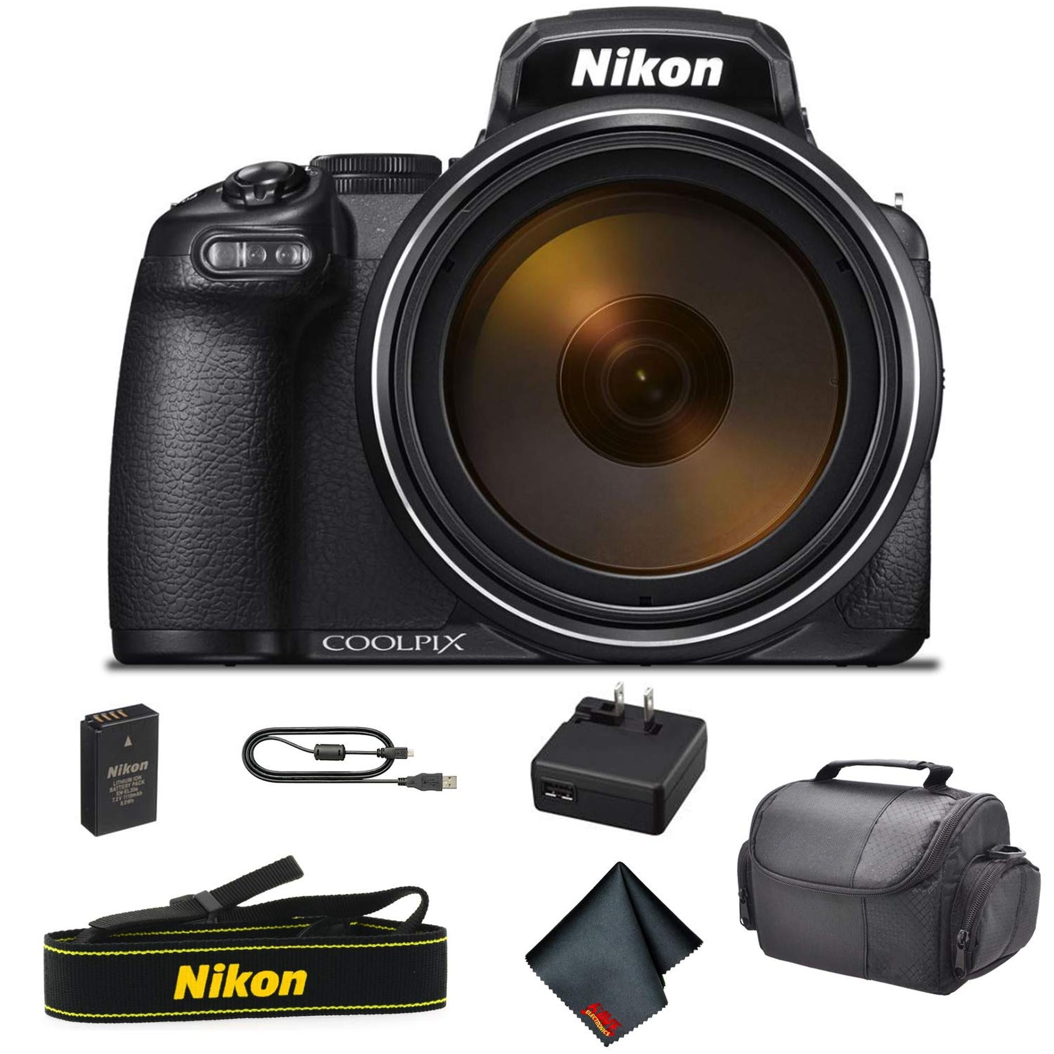 Nikon COOLPIX P1000 16.7 Digital Camera with 3.2" LCD, Black - Bundle Kit with Carrying Case + More - International Mode