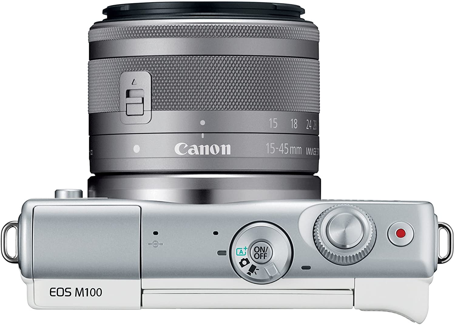 Canon EOS M100 Mirrorless Digital Camera - White with 15-45mm Lens International Model