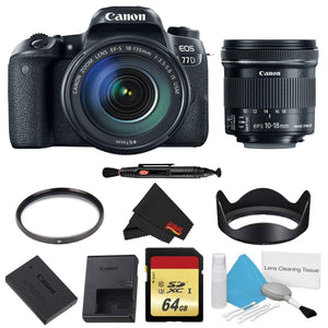 Canon EOS 77D DSLR Camera with 18-135mm Lens Bundle w/Memory Kit + Bonus 10-18mm Lens International Model