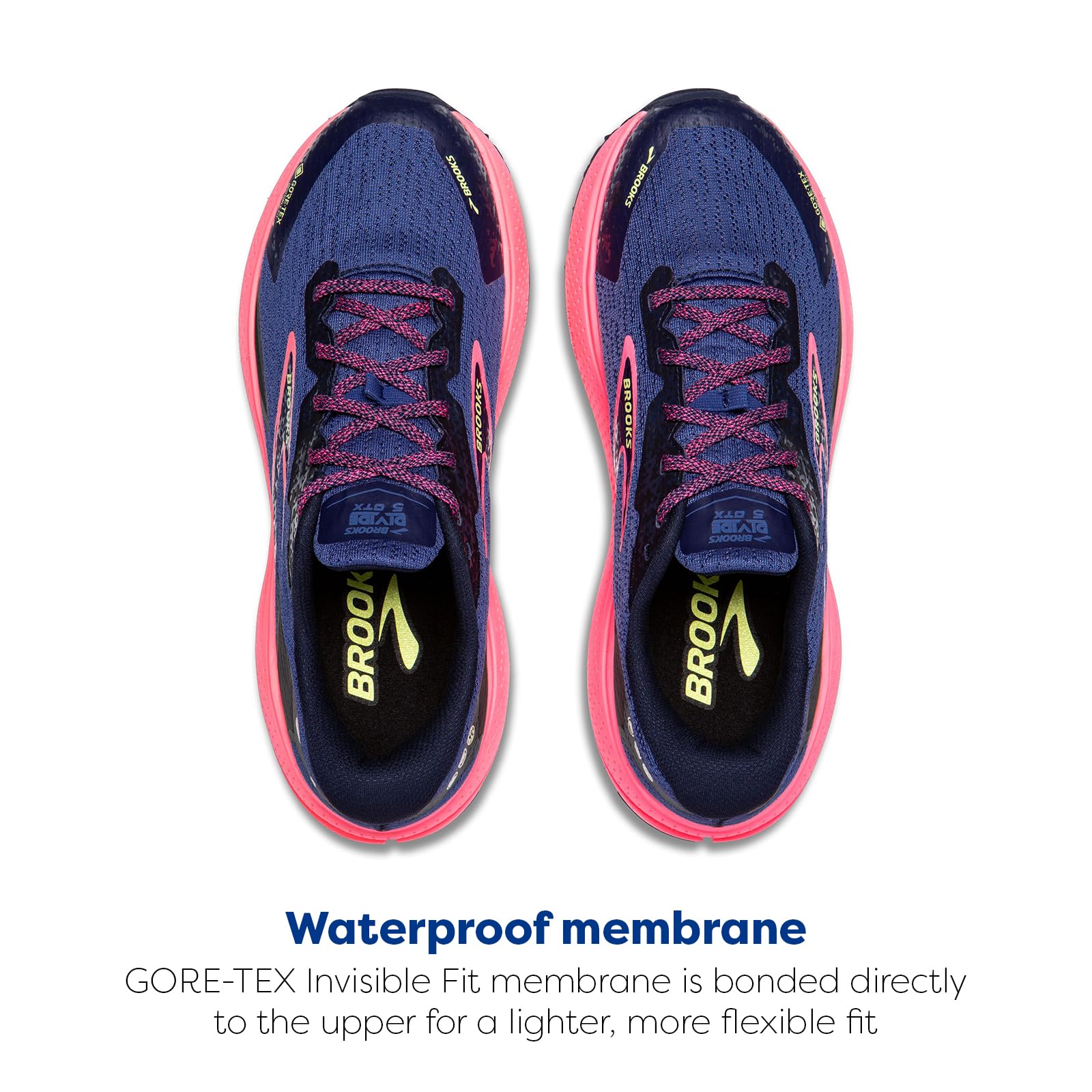 Brooks Women’s Divide 5 GTX Waterproof Trail Running Shoe - Grey Blue/Pink/Lime - 9 Medium