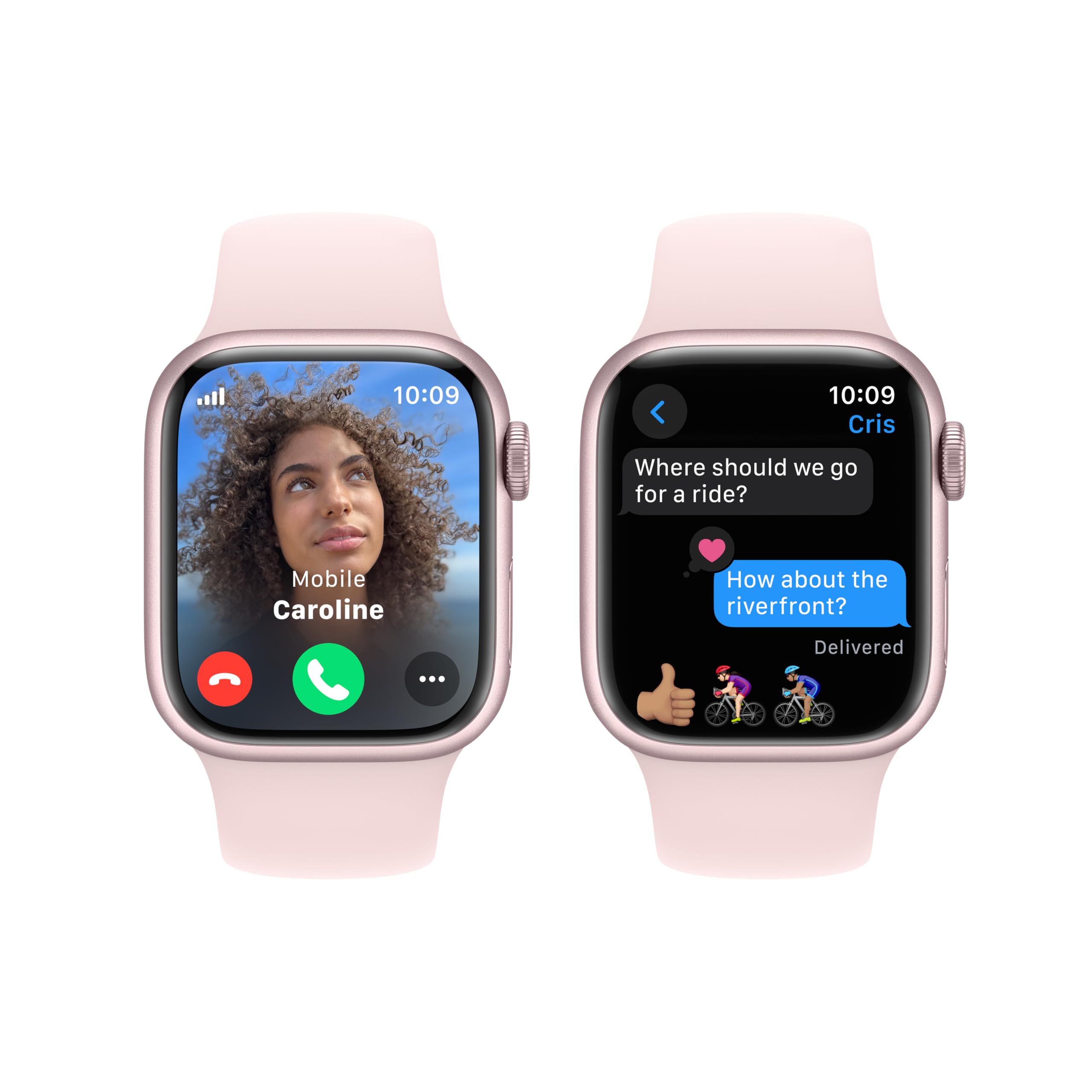 Apple Watch Series 9 GPS + Cellular 41mm Smartwatch with Pink Aluminum Case with Pink Sport Band S/M.