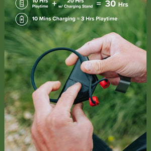 SUUNTO Wing Open-Ear Bone Conduction Headphone, Bluetooth Wireless Sport Headphone w/Head Movement Control, Built-in HD Mic, IP67 Sweatproof, Safety Lights, 10H Playtime & Addi 20H w/Charging Stand