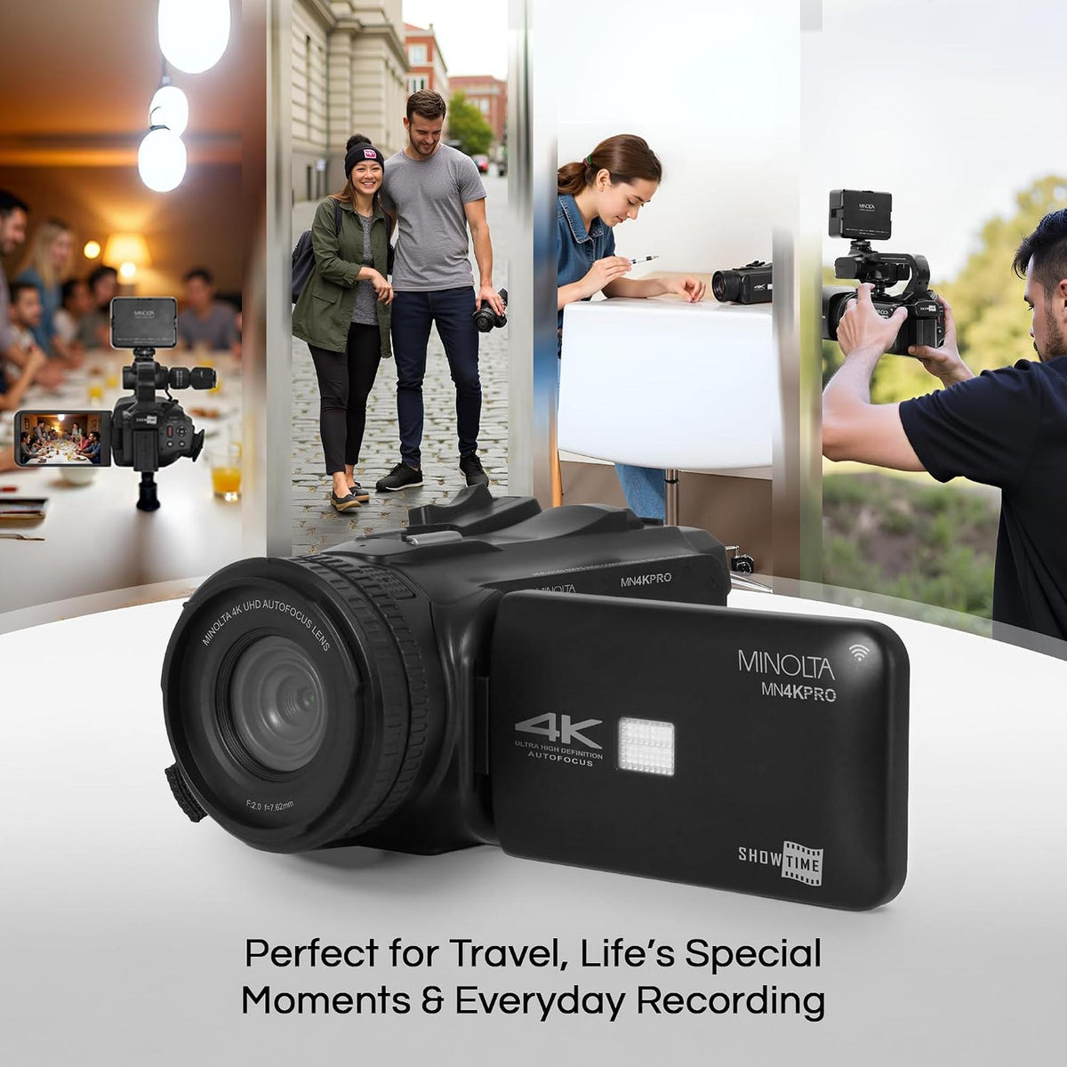 Minolta MN4KPRO 4K60FPS Ultra HD / 64 MP Autofocus Pro Camcorder Kit w/WiFi