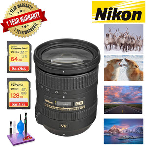 NIKON 18-200MM F/3.5-5.6G ED AF-S DX VR II Lens with 1 Year Warranty Sandisk 64GB and 128GB Extreme Memory Card Bundle Nikon
