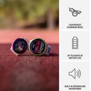 Garmin® Forerunner® 570, 42mm, Advanced GPS Running and Triathlon Smartwatch, AMOLED Display, Training and Recovery Features, Raspberry Aluminum with Translucent Bone/Mango Band