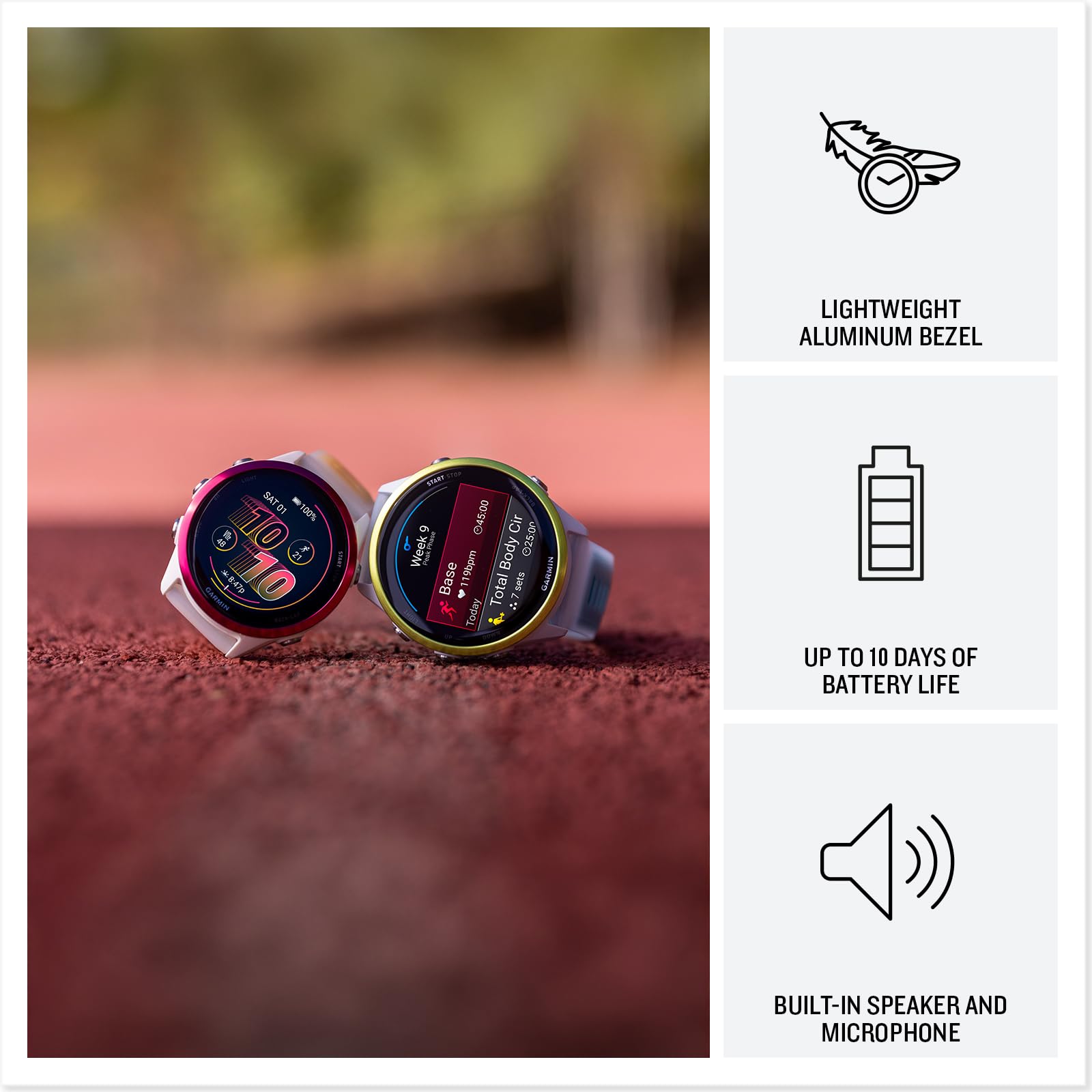 Garmin® Forerunner® 570, 42mm, Advanced GPS Running and Triathlon Smartwatch, AMOLED Display, Training and Recovery Features, Raspberry Aluminum with Translucent Bone/Mango Band