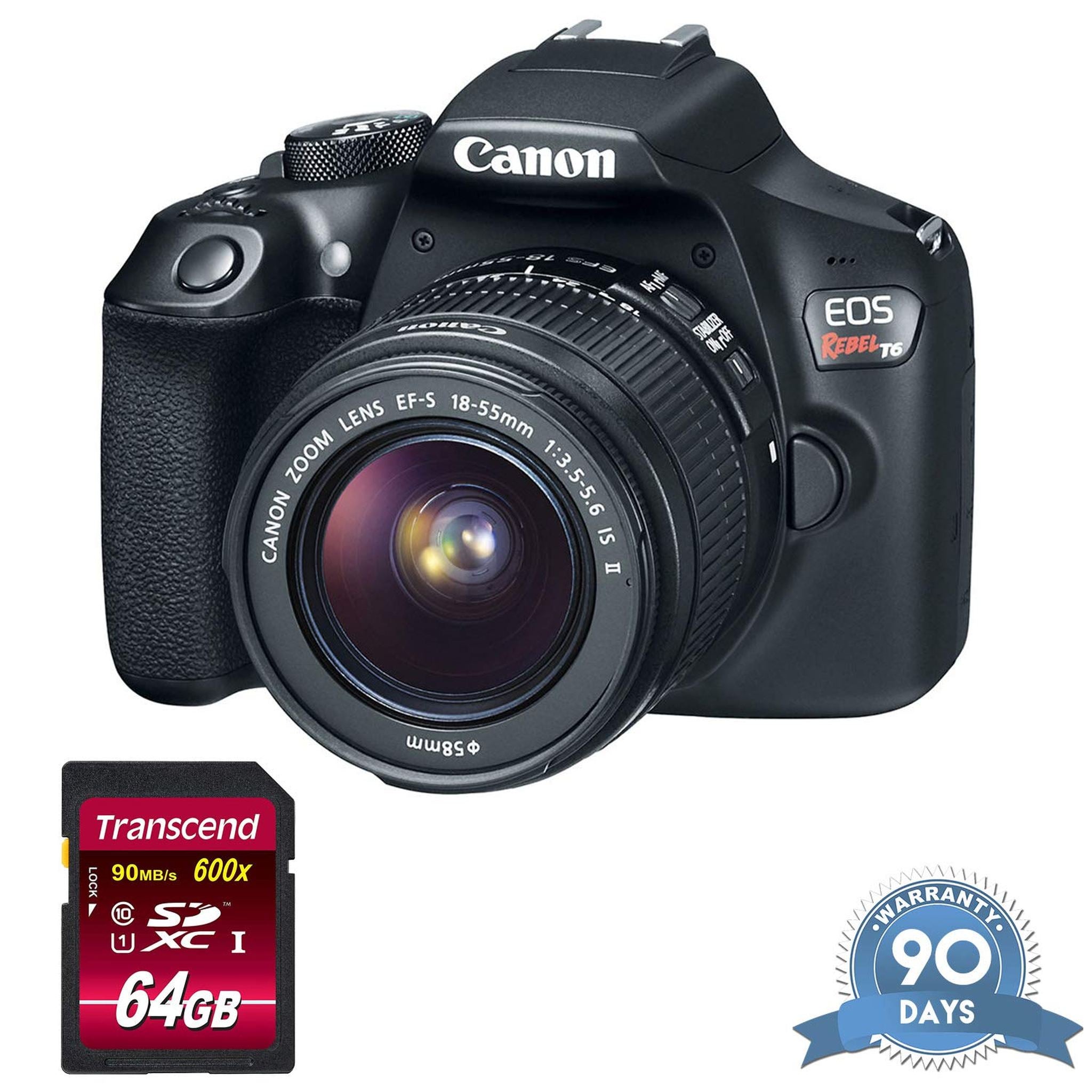 Canon EOS Rebel T6 DSLR Camera with 18-55mm Lens with Memory Card - Renewed - Reconditioned Canon