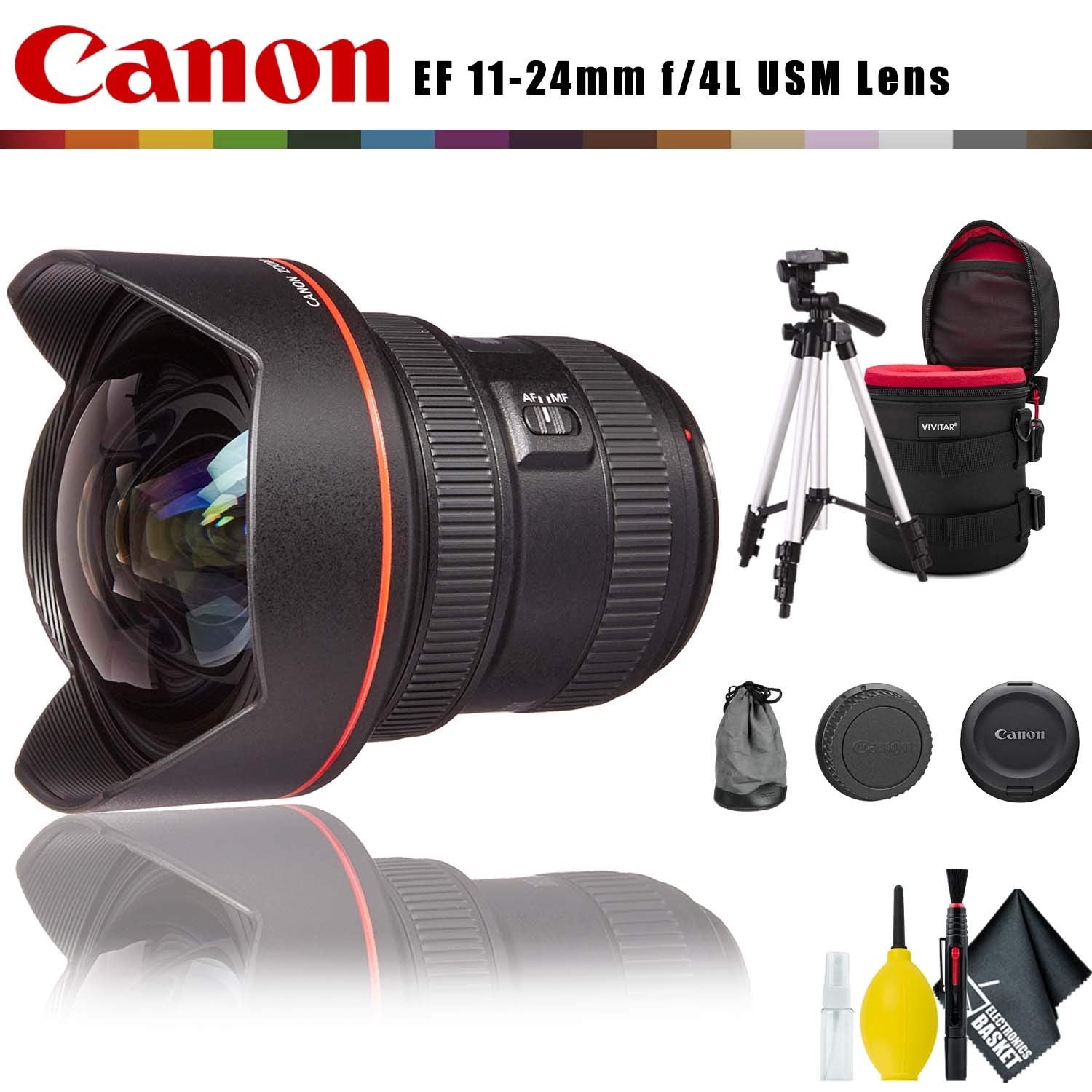 Canon EF 11-24mm f/4L USM Lens Intl Model with Lens Case, Tripod and Cleaning Kit